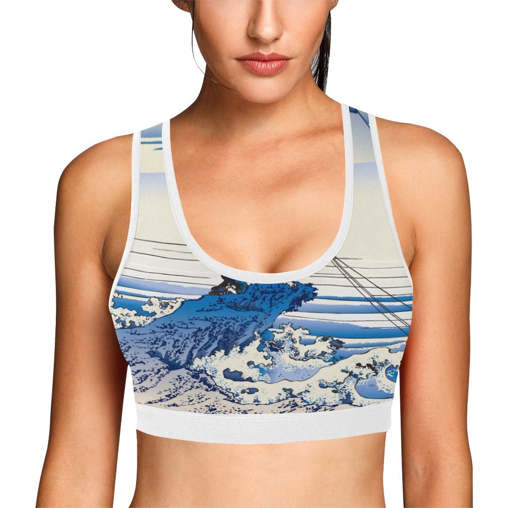 Ukiyoe Ukiyo-E Print Women's Sports Bra - High Support Workout Yoga Bras for Running, Gym & Activewear - Comfortable & Breathable for Fitness & Daily Wear