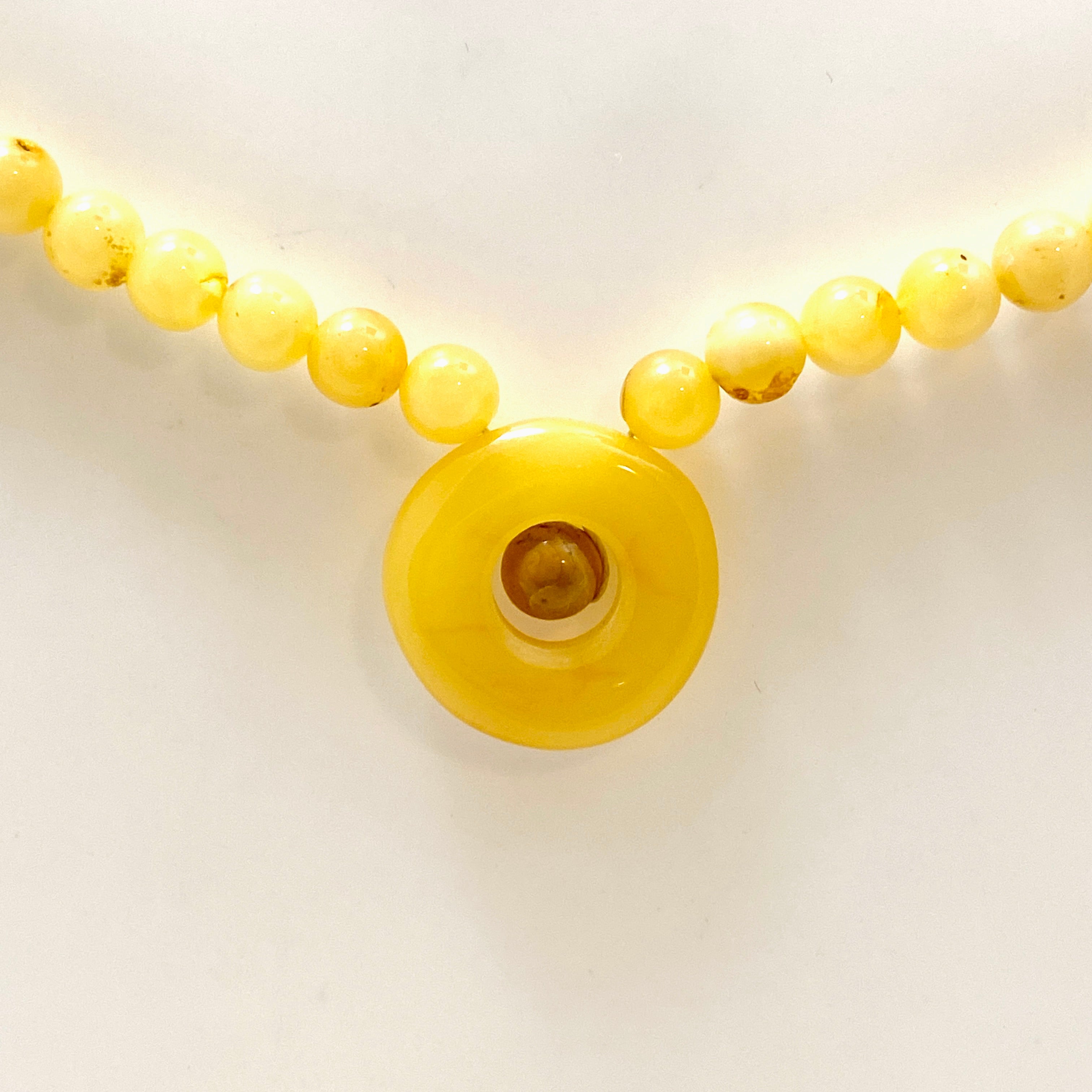 Natural Baltic Amber Mixed Round Beaded Necklace with Feature Bead AMB310 - Perfect for Stress Relief & Teething Pain Relief for Babies & Adults