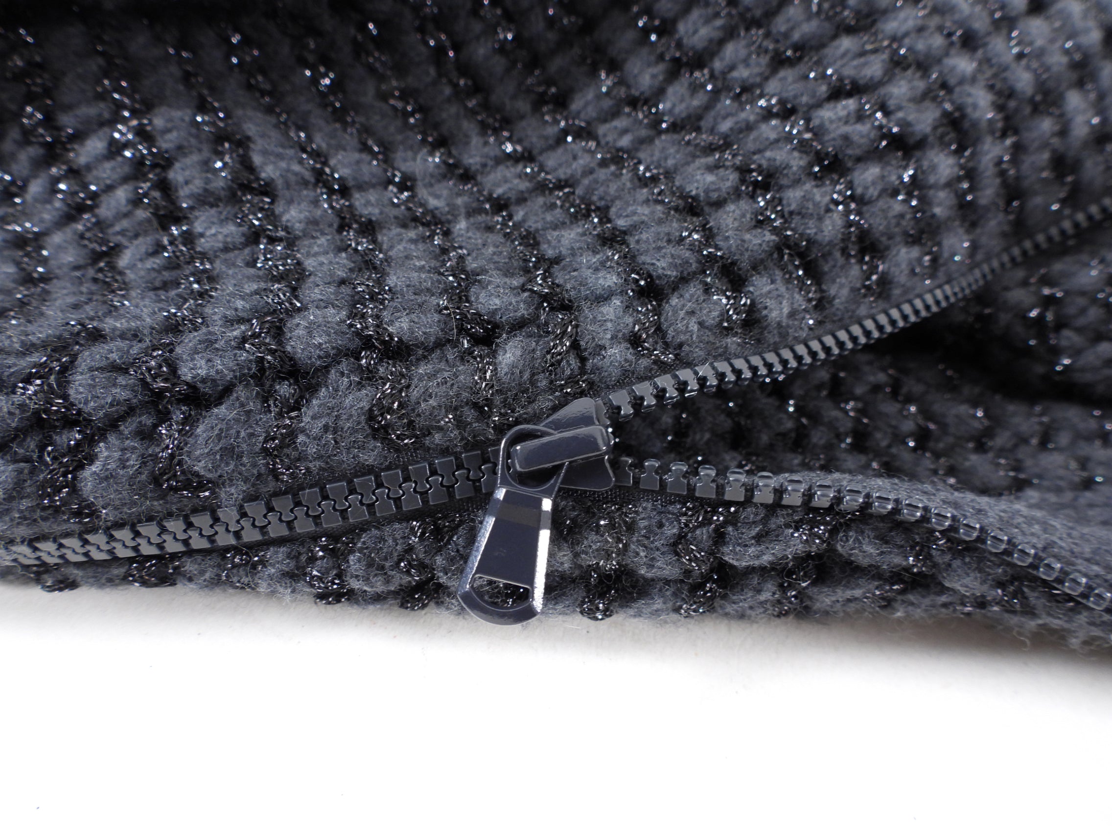Brunello Cucinelli Charcoal Grey Shimmer Knit Zip Sweater - Premium Cashmere Pullover for Men | Office Wear & Casual Outfits