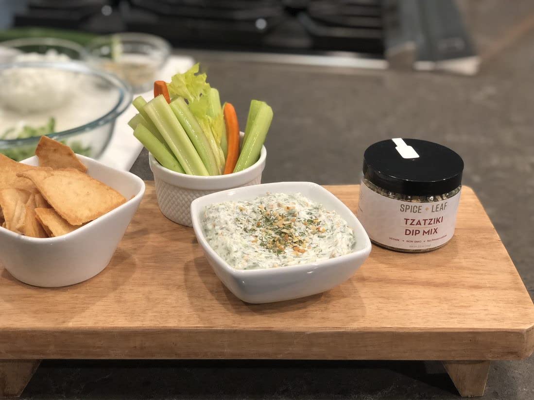 Premium Tzatziki Dip Mix by Spice + Leaf - Vegan, Kosher, No Preservatives Spice Blend for Dips, Fish & Chicken Salad (2.2 oz) - Perfect for Parties, Mediterranean Meals & Healthy Snacking