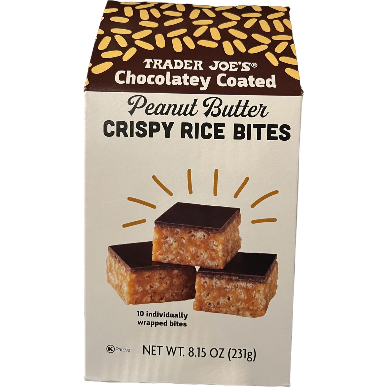Trader Joe's Chocolate Coated Peanut Butter Crispy Rice Bites - 8.15 oz (Pack of 1) | Crunchy Snack for Parties, Office Treats & Kids Lunch Boxes