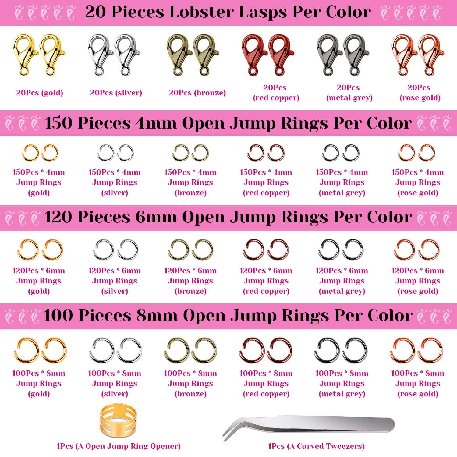 Cridoz 2340Pcs Open Jump Rings & Lobster Clasps Kit - Jewelry Making Supplies for Necklace, Bracelet, DIY Crafts & Jewelry Repair - Perfect for Beading, Chainmaille & Handmade Accessories