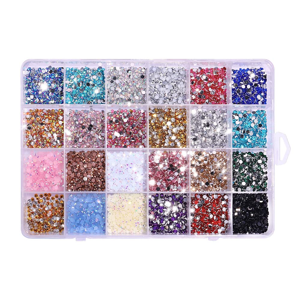 3500 Pcs 24 Grid Flat Resin Nail Rhinestones - DIY Nail Art Gems, AB Rhinestones for Hair & Nail Jewelry (Violent Bear Design) - Perfect for Manicures, Salon Decor, and Crafting Projects