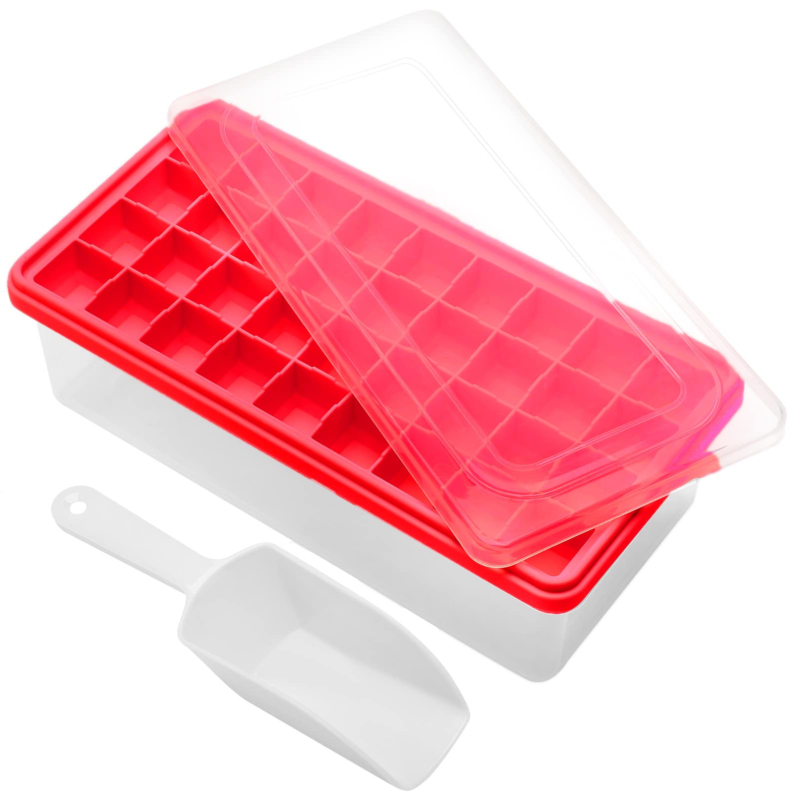 Premium Food-Grade Silicone Ice Cube Tray with Lid & Storage Bin - 36 Small Nugget Ice Molds for Freezer, Spill-Proof Cover & Container - Flexible Easy-Release Ice Cube Maker for Cocktails, Smoothies & Home Bars (BPA-Free)
