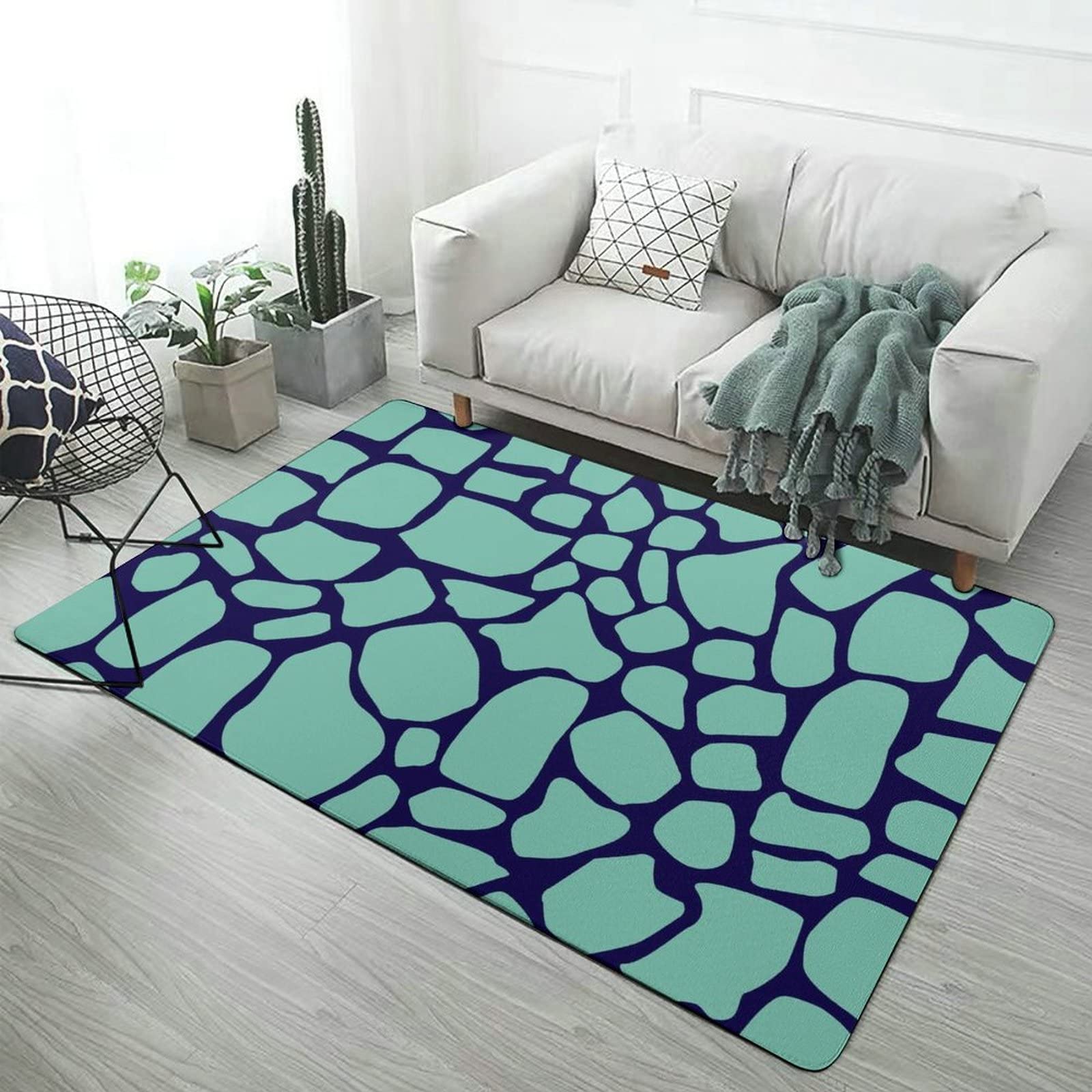 Soft Giraffe Print Animal Texture Kids Rug - Non-Slip Foldable 5x6.5ft Area Carpet for Nursery, Playroom, Bedroom & Living Room Decor - Perfect for Playtime, Nap Time and Cozy Home Decor
