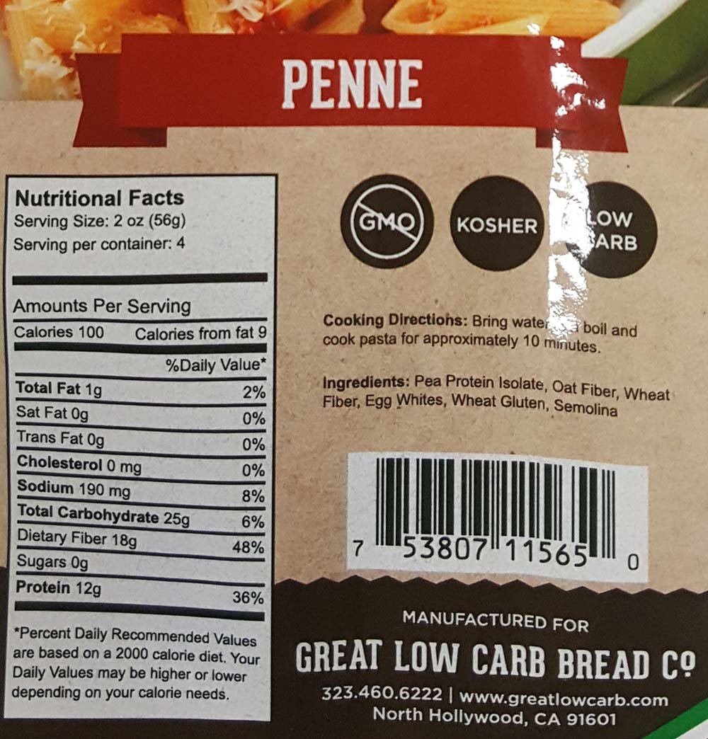 Low Carb Penne Pasta by Great Low Carb Bread Company - 8 oz Bag | Keto-Friendly, Gluten-Free Pasta for Healthy Meals & Italian Dishes