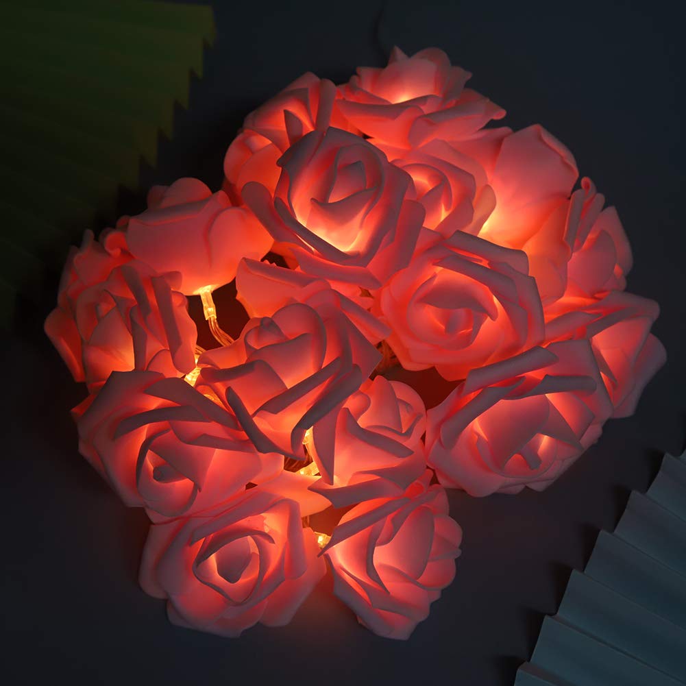 20 LED Rose String Lights - 3 Meter USB Powered Artificial Flower Fairy Lights for Valentine's Day, Christmas, Wedding & Home Decoration | Romantic Bedroom, Garden Party, Outdoor Patio Lighting