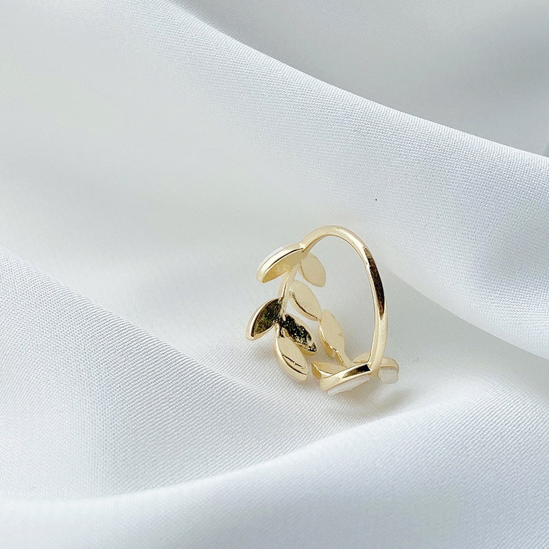 Gold Silver Olive Leaf Vine Ring HR619 - Elegant Handmade Jewelry for Women, Perfect for Weddings, Parties & Everyday Wear