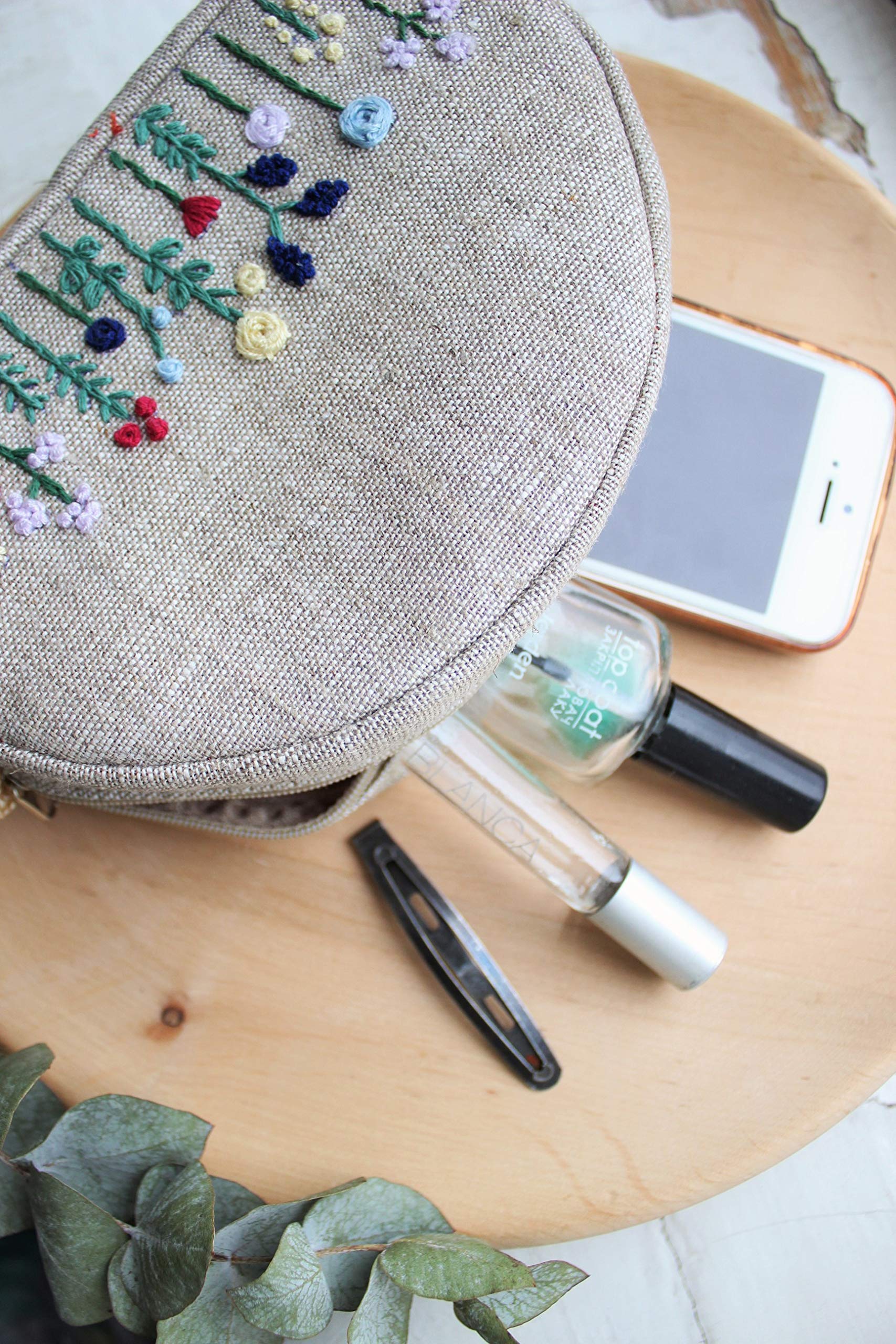 Floral Embroidered Makeup Bag for Women - Small Cosmetic Pouch with Zipper - Perfect for Bridesmaids, Travel & Gift Ideas