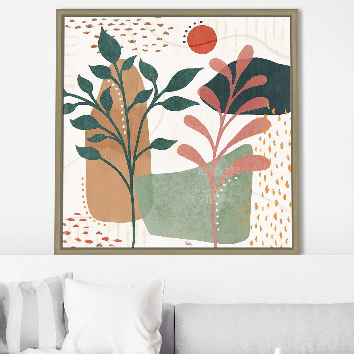 Abstract Blossom III Floral Art Print on Floating Canvas - Modern Wall Decor for Living Room, Bedroom & Office