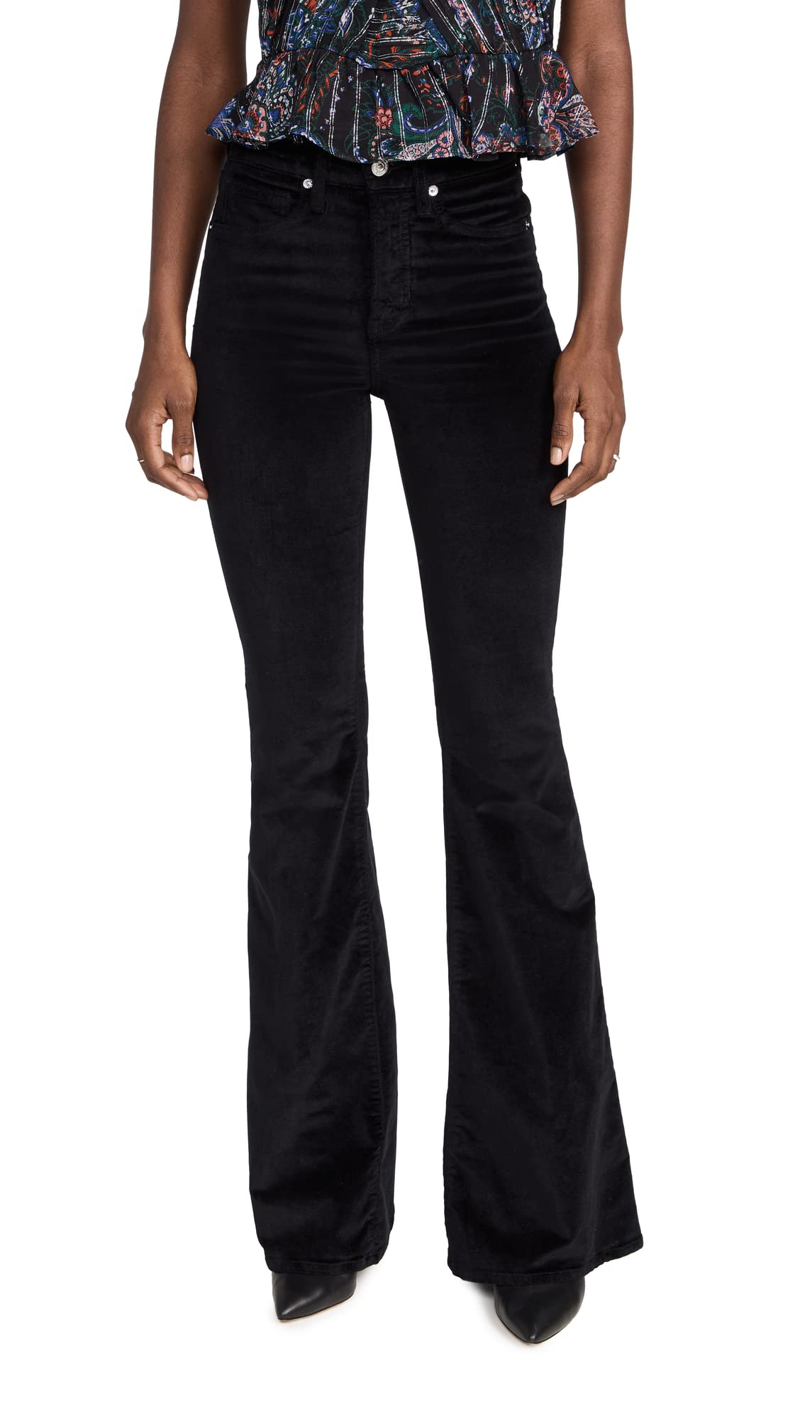Women's Sheridan Velvet Bell Bottom Jeans - High Waisted Flared Pants for 70s Retro Style, Comfortable Stretch Fabric for Casual Wear & Night Out