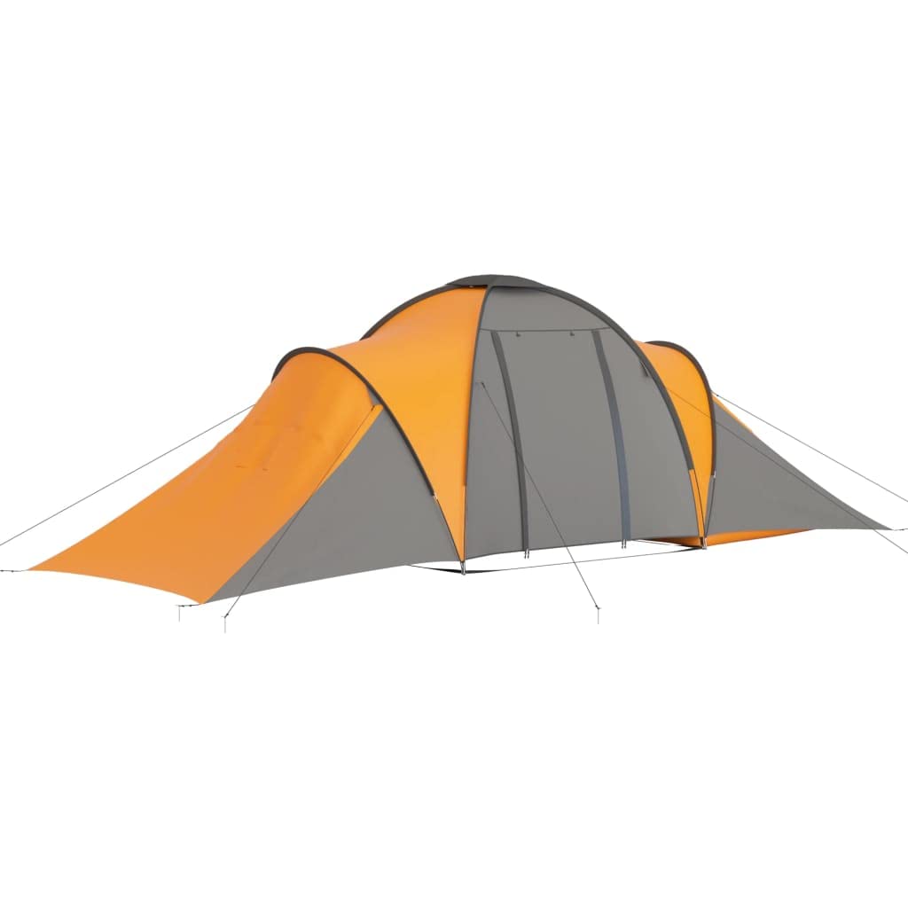 SKM 6-Person Camping Tent - Lightweight, Waterproof, Gray & Orange for Family Outdoor Adventures, Hiking, and Backpacking Trips