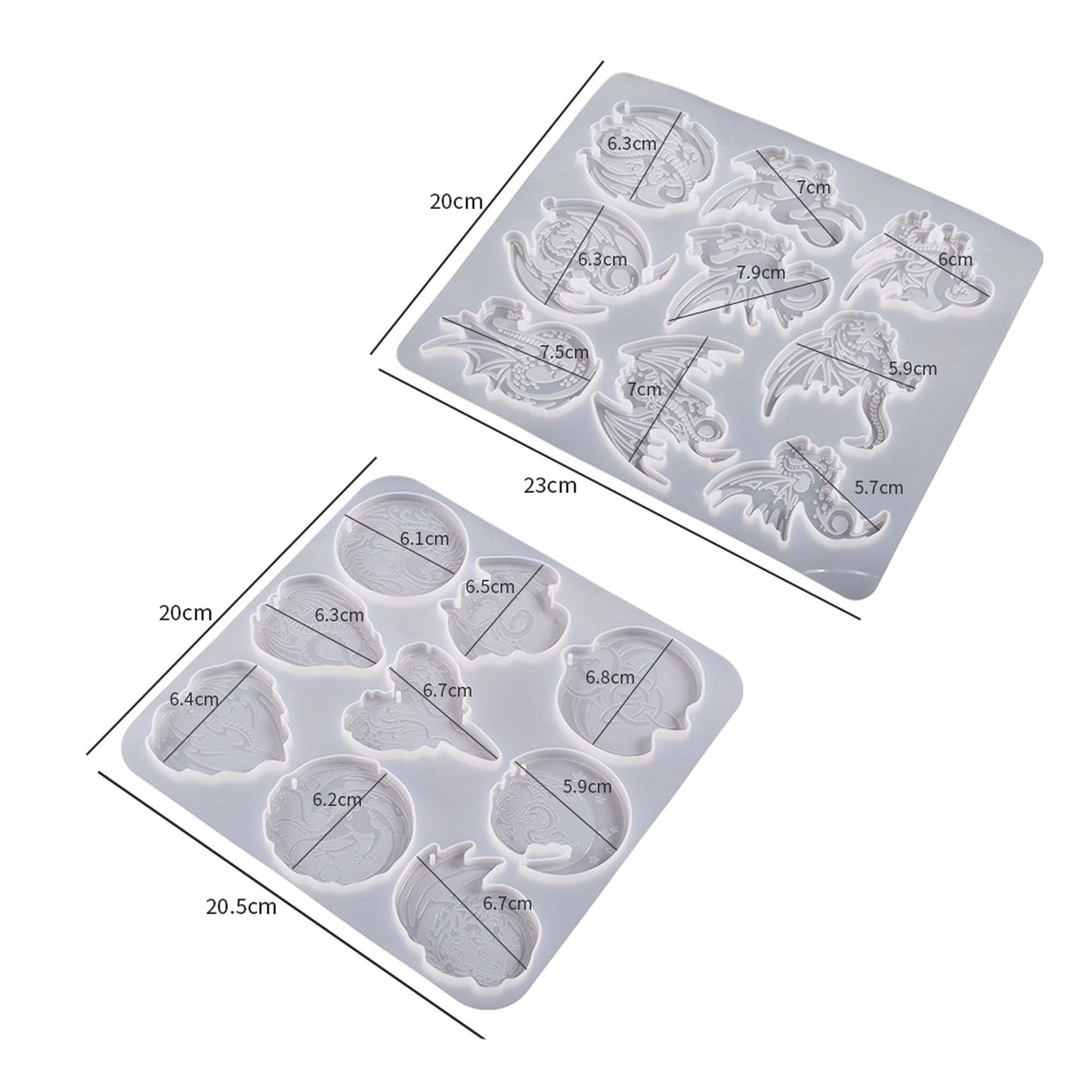 2 Pack Dragon Keychain Resin Mold - 9 Cavities Each - Multiple Style - Pendant - Resin Casting Silicone Molds for Home Decor & Candle Making - Perfect for DIY Crafts, Jewelry Making, and Gift Ideas