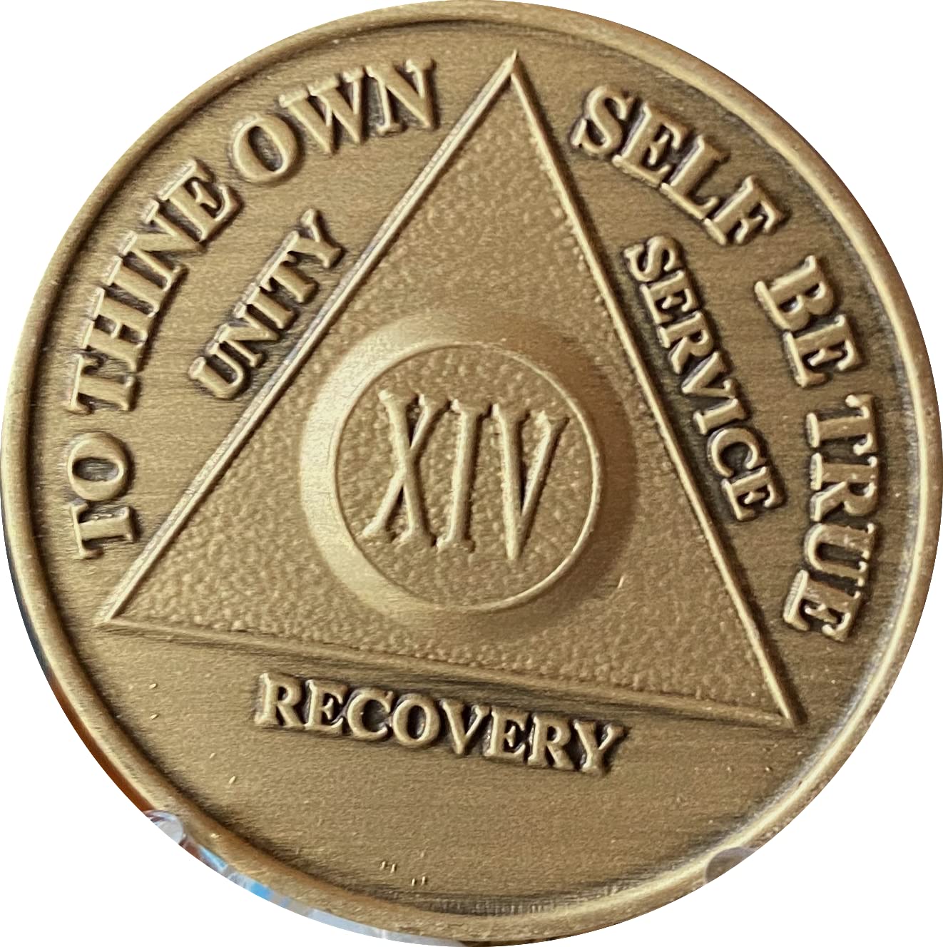 Wendells 14 Year AA Medallion Bronze Anniversary Chip - Alcoholics Anonymous Recovery Token for Sobriety Milestones & 12-Step Programs