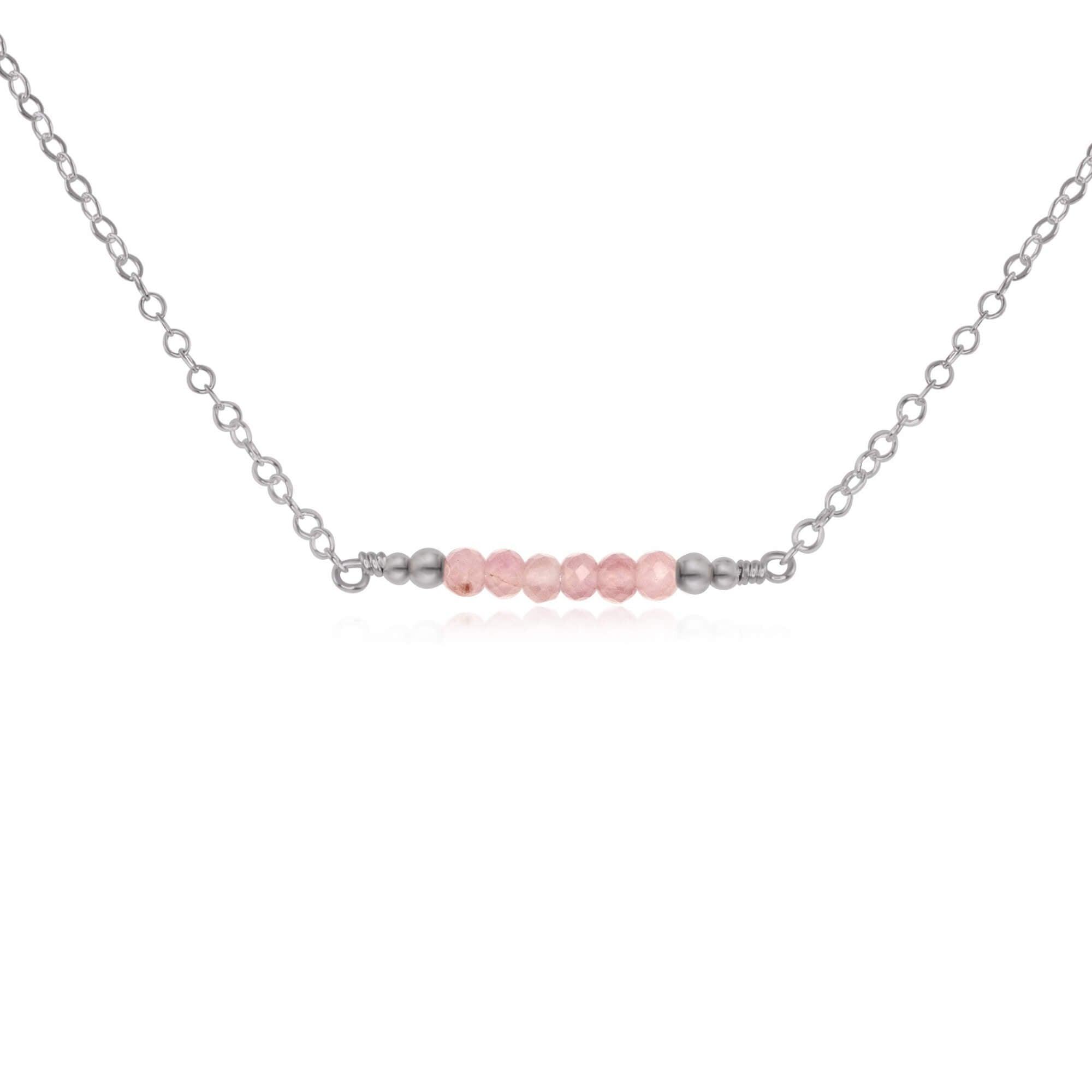 Sparkling Pink Rose Quartz Faceted Bead Bar Necklace for Women - Elegant Crystal Healing Jewelry Gift for Valentine's Day, Birthday & Special Occasions