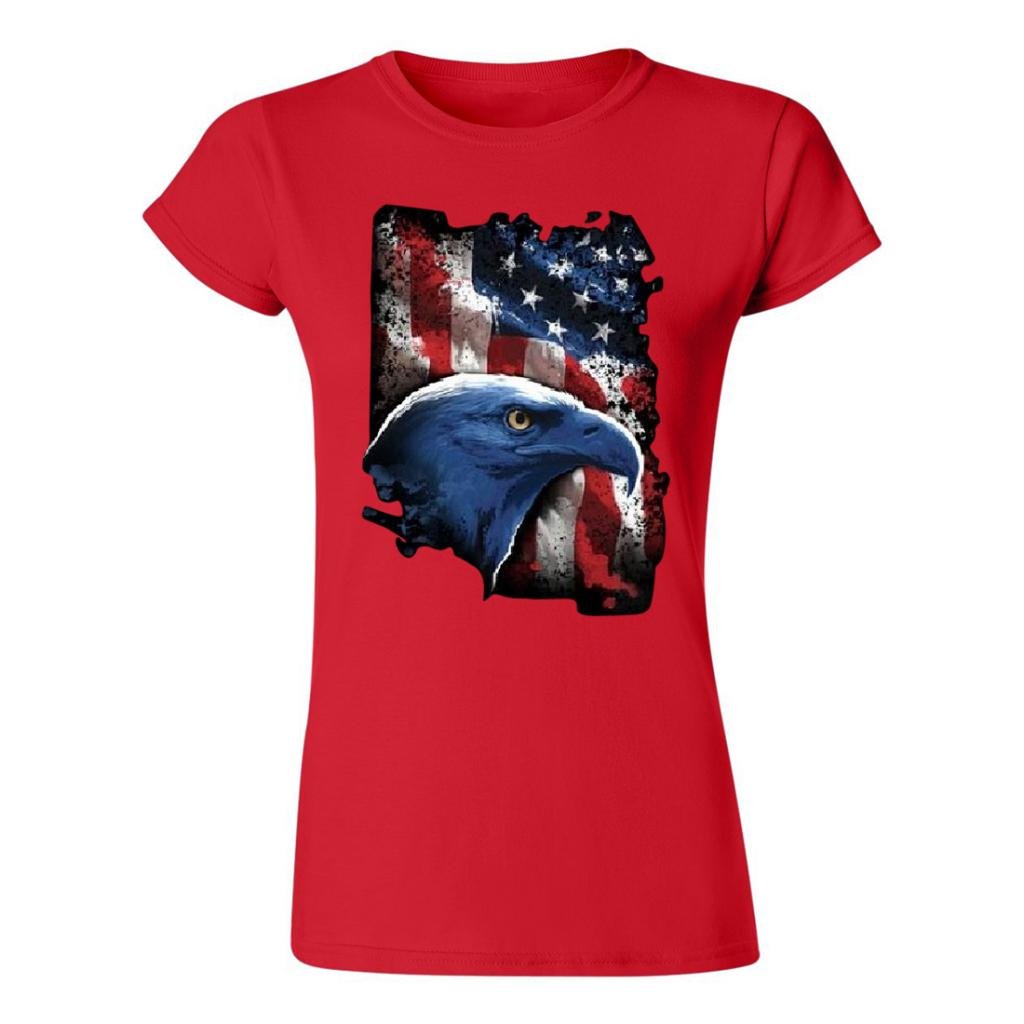 USA Flag & Bald Eagle Women's Fitted T-Shirt - Patriotic American Pride Tee for 4th of July, Veterans Day & Casual Wear
