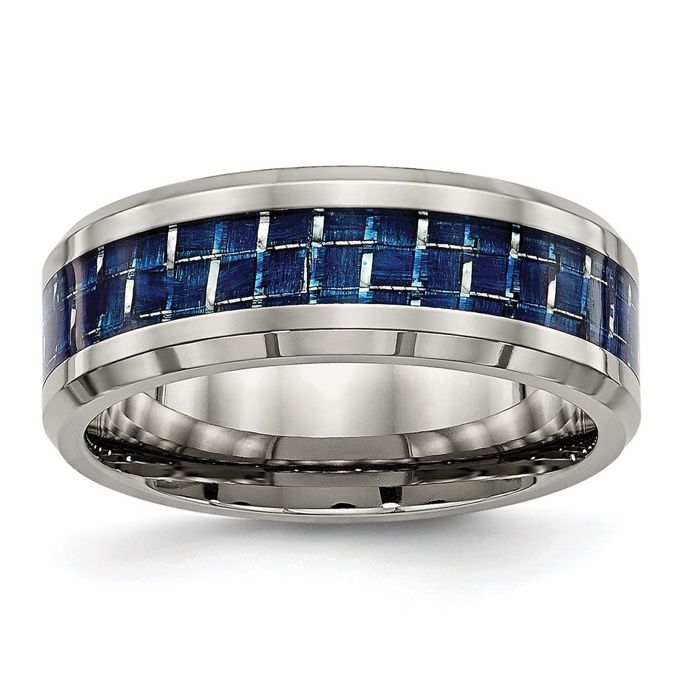 Titanium Blue Carbon Fiber Inlay Wedding Band Ring for Women - Elegant Bridal Engagement Ring, Fine Jewelry Gift for Her - Perfect for Anniversaries, Proposals & Special Occasions