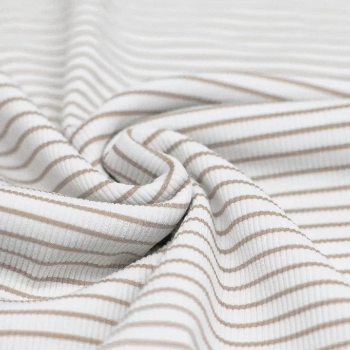 Light Beige Striped Ribbed Knit Sweater for Women - Cozy Casual Pullover for Fall & Winter | Perfect for Office, Dates & Weekend Outings