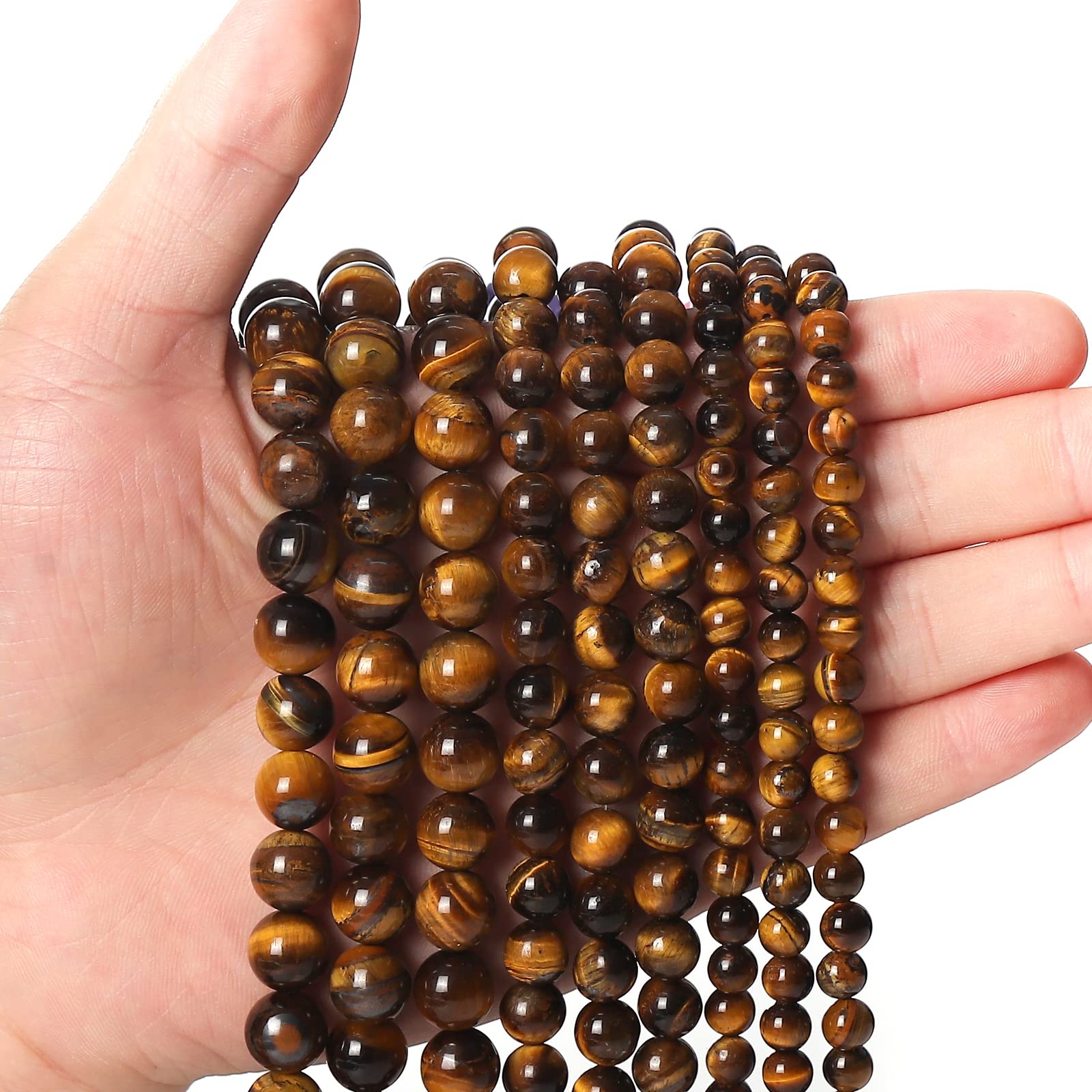 45pcs 8mm Natural Yellow Tiger Eye Gemstone Beads - Energy Healing Crystal Round Loose Beads for Jewelry Making, DIY Bracelets & Necklaces - Perfect for Meditation, Spiritual Gifts & Handmade Jewelry Crafting