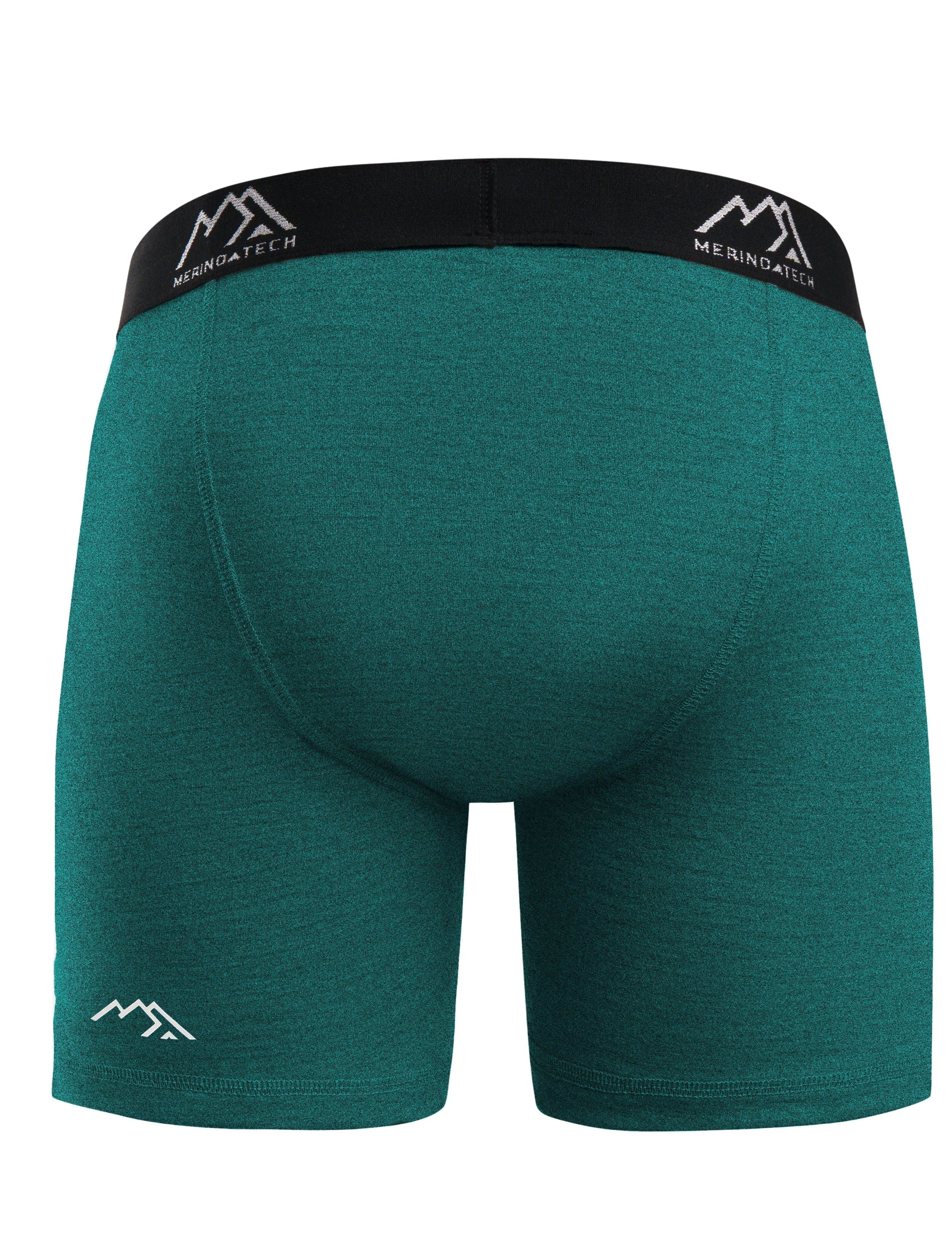 Premium Men's Merino Wool Boxer Briefs - 170g Soft & Breathable Underwear for All-Day Comfort - Forest Green - Ideal for Travel, Hiking & Outdoor Activities