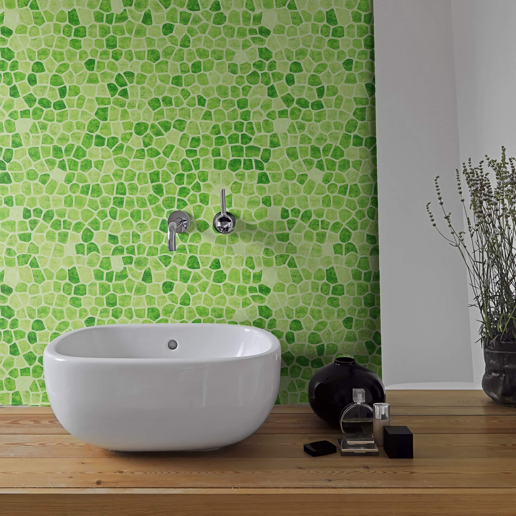 Green Mosaic Tile Adhesive Peel and Stick Removable Wallpaper 35
