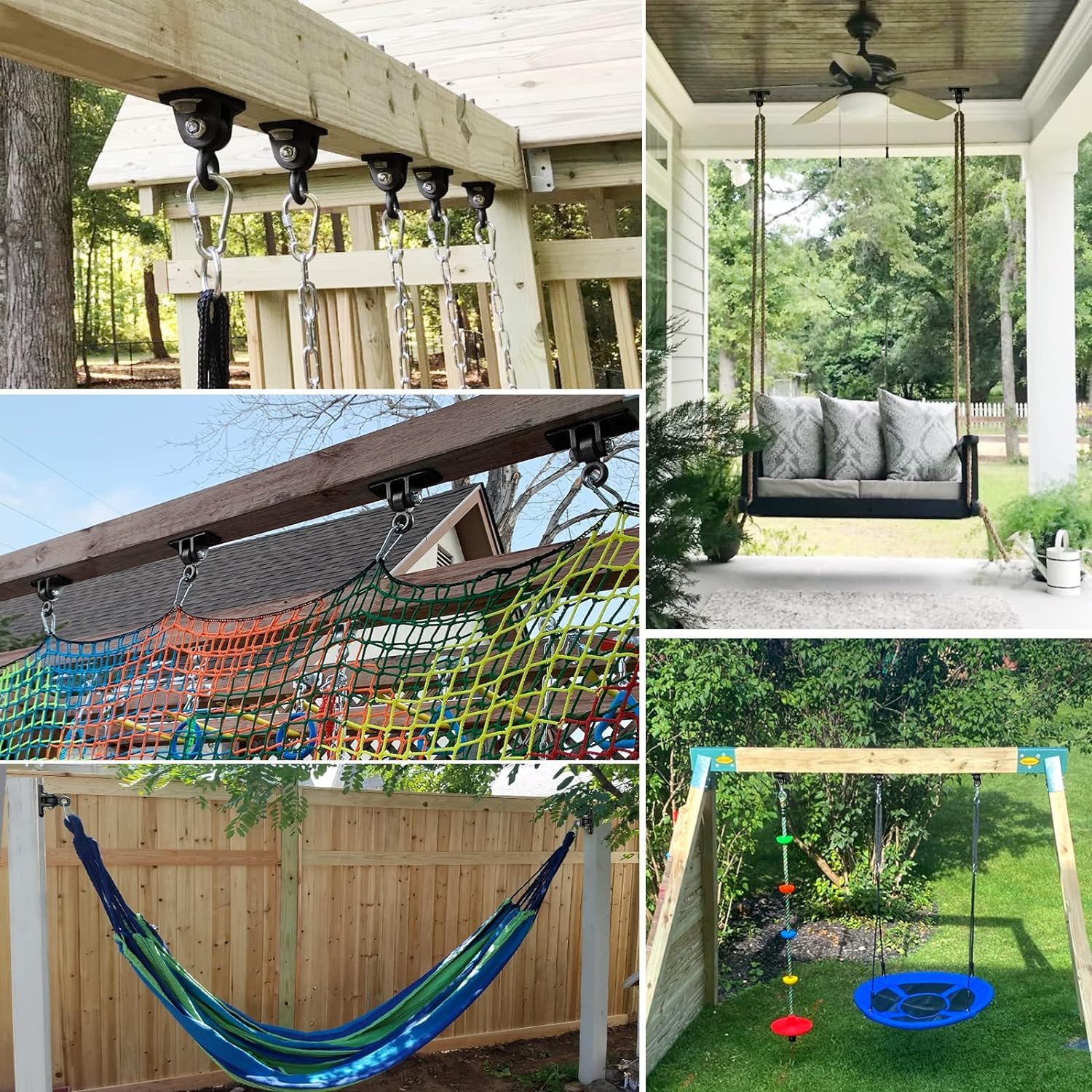 BETOOLL Heavy Duty Swing Hangers - 8-Piece Swing Set Hardware Kit for Playground, Porch, Yoga Seat & Trapeze - Indoor/Outdoor Wooden Swing Accessories for Backyard, Garden & Kids Play Area