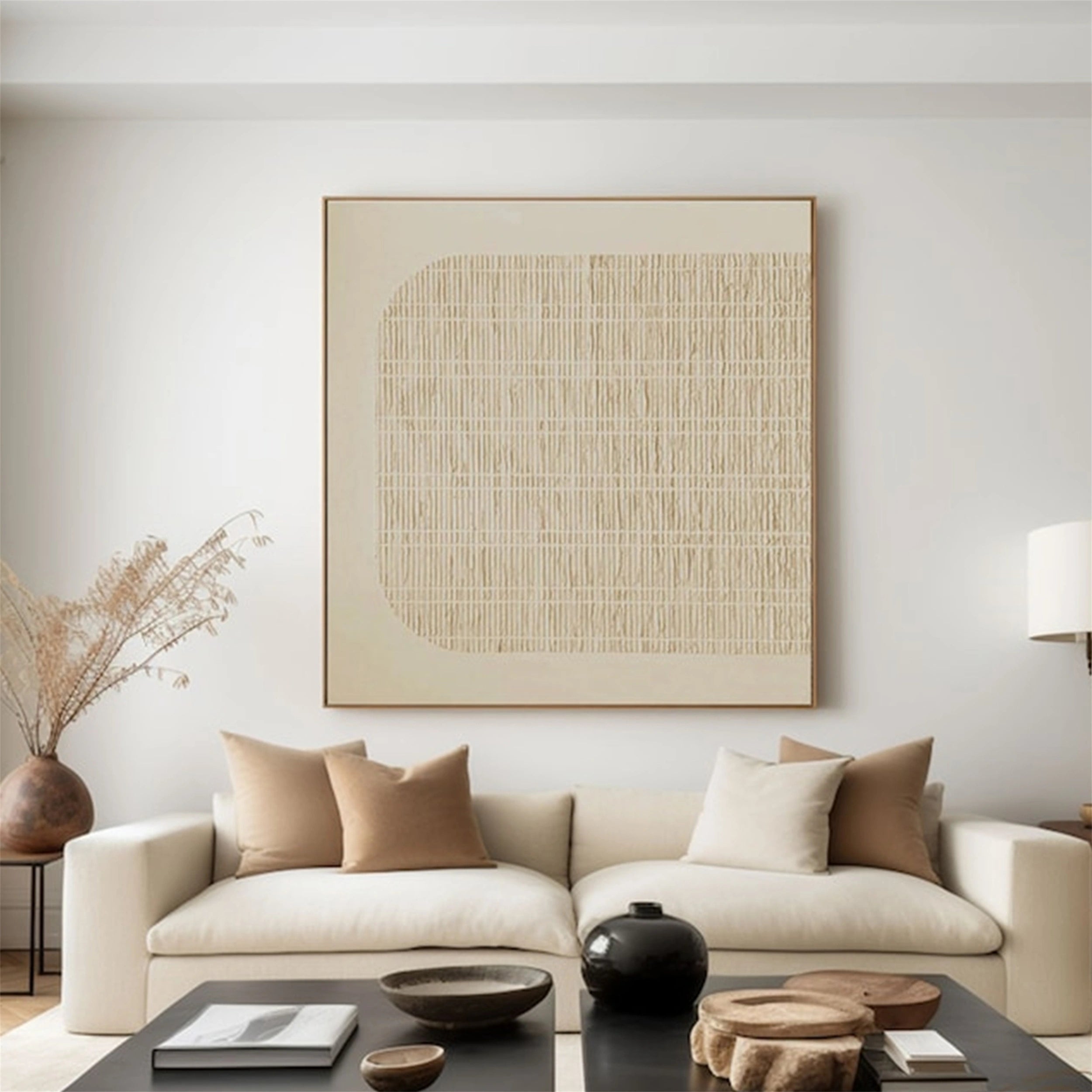 Abstract Wall Art Canvas Print - Beige & Brown Modern Home Decor #BB084 - Perfect for Living Room, Bedroom & Office Decor