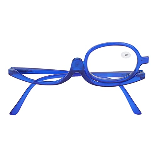 Professional Magnifying Makeup Glasses with Folding Arms (+4.00) - Blue Cosmetic Reading Glasses for Women, Portable & Fashionable - Perfect for Makeup Application, Skincare, and Detailed Work