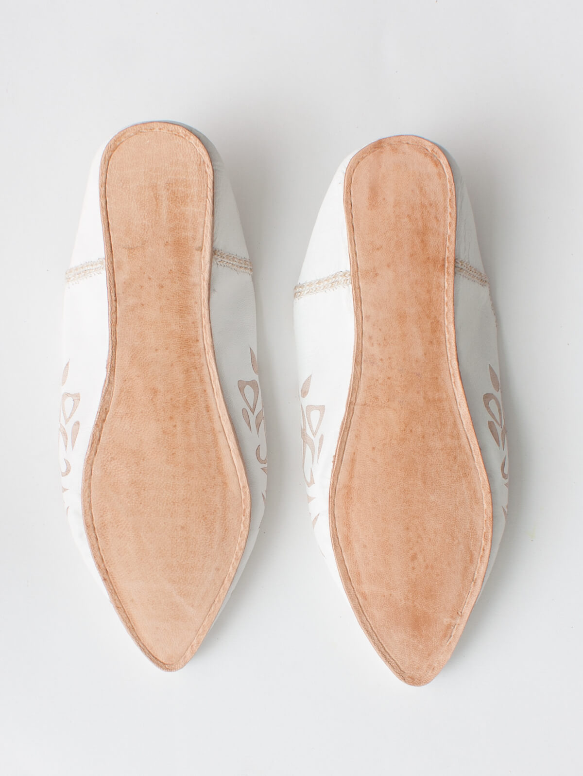 Authentic Moroccan Leather Babouche Slippers - Handmade White Leather House Shoes for Men & Women | Perfect for Home, Lounge & Cultural Events