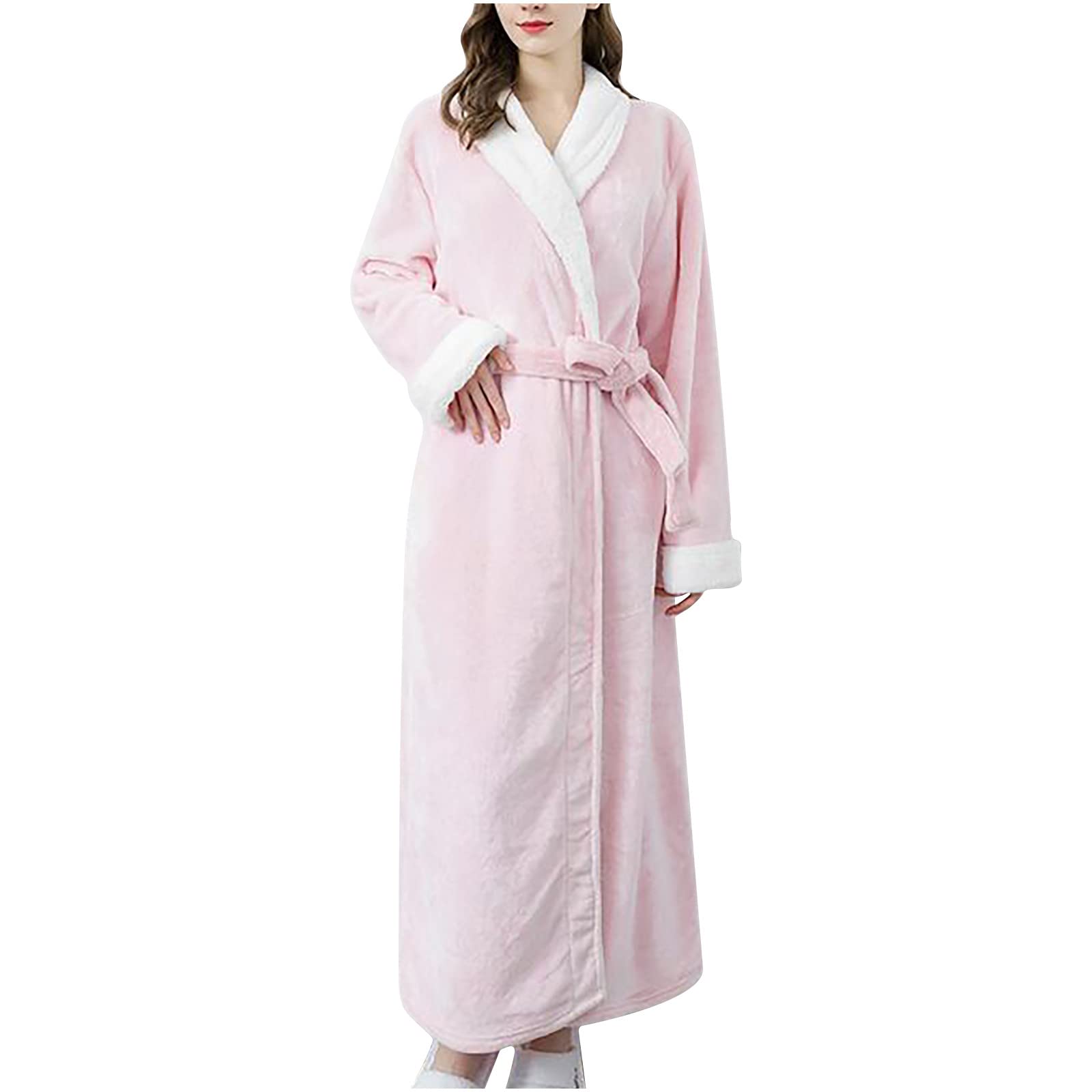 CofeeMO Women's Winter Long Sleeve Lingerie Sleepwear - Soft Fleece Bathrobe & Lounge Pajama Set for Sleep, Relaxation and Romantic Nights at Home