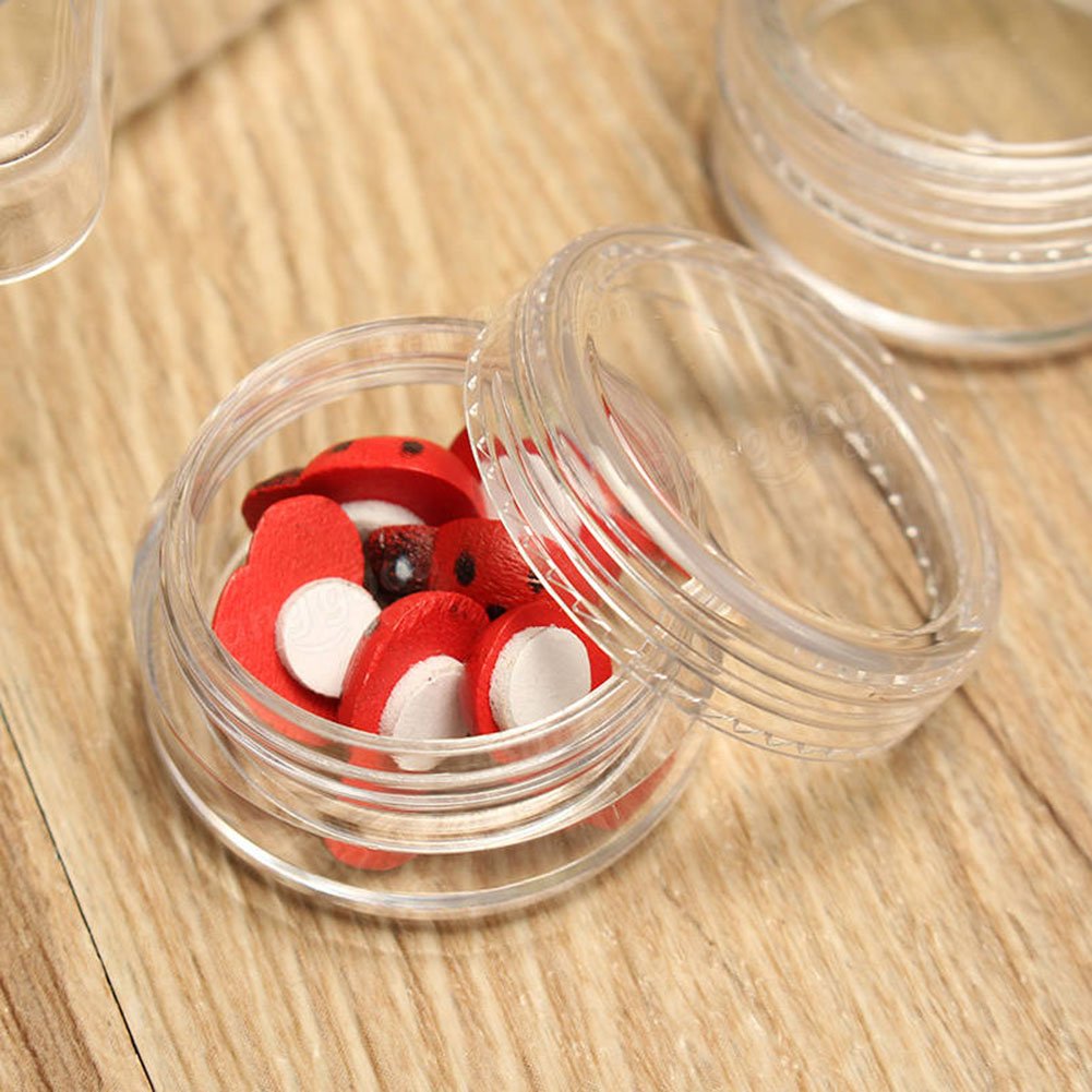 12-Pack Refillable Clear Round Plastic Jars with Screw Lids - 5g Empty Cosmetic Containers for Eyeshadow, Face Cream & Bead Storage | Travel-Friendly Makeup Sample Tins | Ideal for DIY Beauty Products, Travel Kits & Small Item Organization