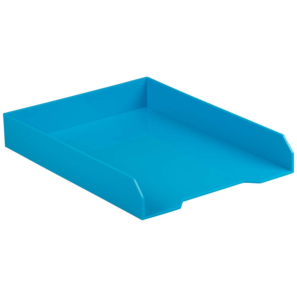 JAM PAPER Stackable Paper Trays - Blue - Desktop Document Organizer for Letters & Files - Office Supplies for Desk Organization - Sold Individually - Perfect for Home Office, School, and Workplace Use
