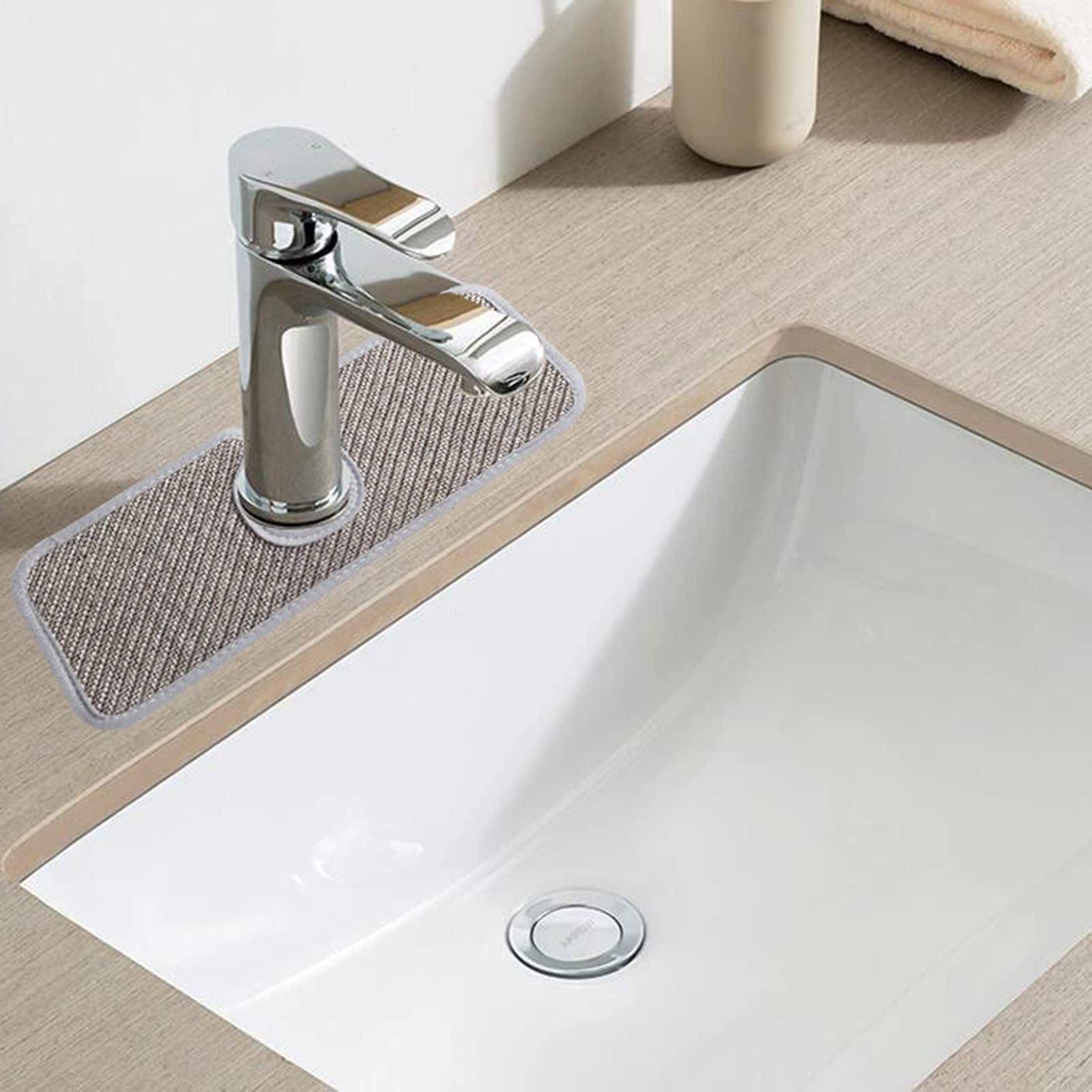 Galand Absorbent Kitchen Sink Mat - Non-Slip Faucet Splash Guard & Dish Drying Pad, Grey Flax Counter Protector for Spills & Utensils | Perfect for Kitchen Countertops, Dishwashing & Food Prep Areas