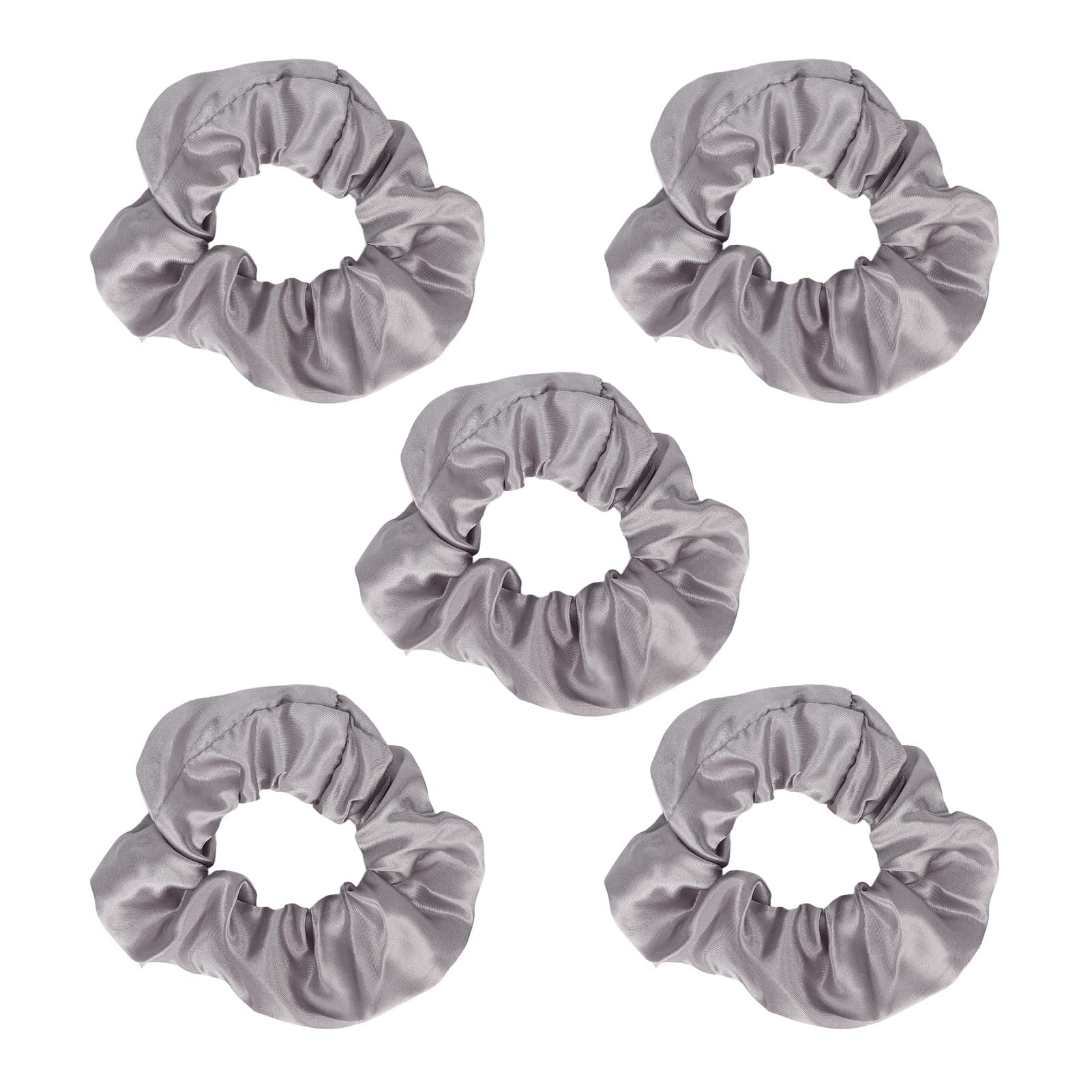 Glow in The Dark Hair Scrunchies - 5Pcs LED Light Up Hair Ties for Women & Girls, Elastic Luminous Hair Accessories for Halloween, Christmas, Raves, Concerts & Night Parties (Grey)
