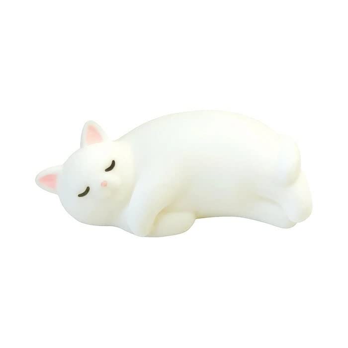 NOL Corporation PUN-8-02 Mini Squishy Cat Stress Relief Toy - Soft White Cat Squeeze Fidget Toy for Anxiety & Relaxation - Perfect for Office, Home, School & Travel Use