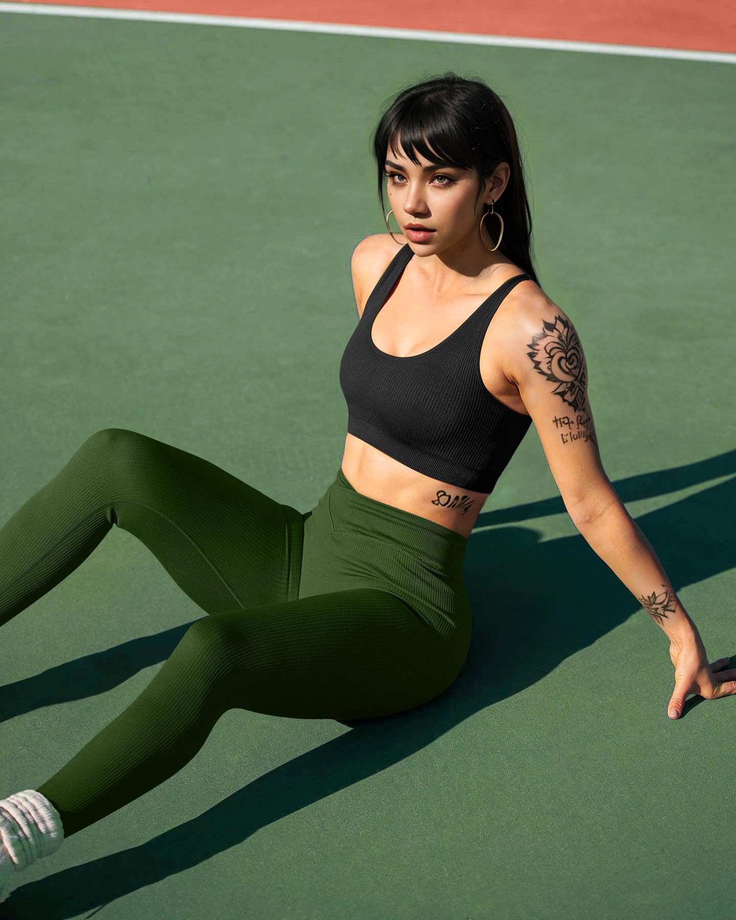 OQQ Women's 2 Piece High Waist Yoga Leggings - Ribbed Seamless Workout Pants with Cross Over Design for Yoga, Running & Gym | Perfect for Fitness, Pilates & Lounge Wear