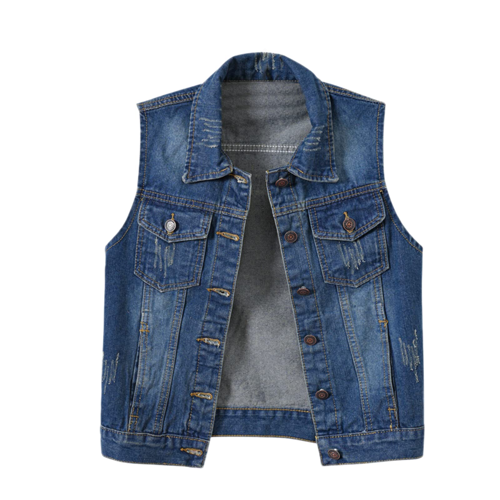 Women's Denim Vest Jacket - Sleeveless Washed Ripped Crop Denim Jacket in Candy Colors | Casual Outfits, Streetwear, Spring & Summer Fashion