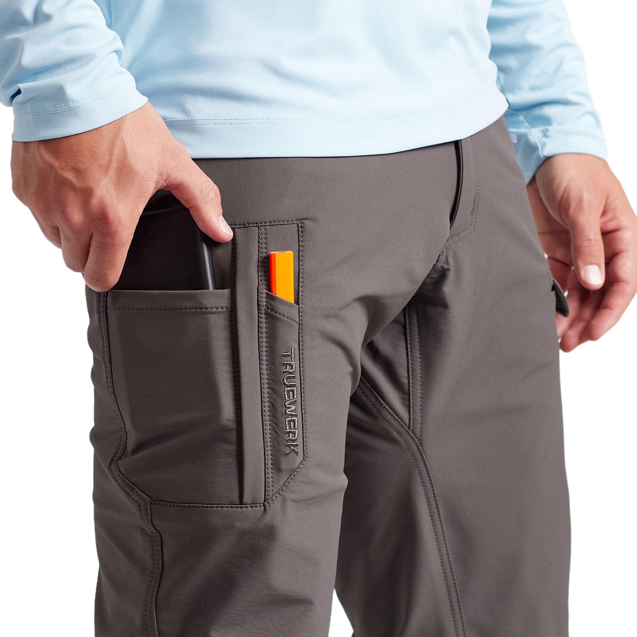 TRUEWERK Men's T2 WerkPant Technical Work Pants - Water Resistant, Lightweight, 4-Way Stretch with Multiple Pockets for Construction, Landscaping & Outdoor Work