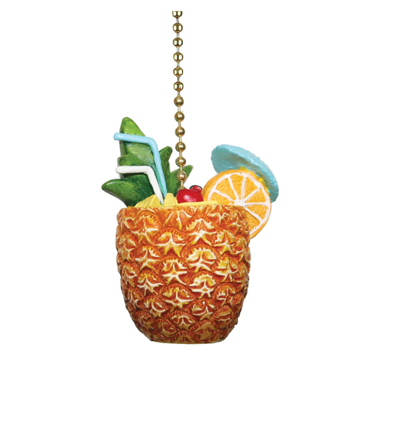 Pineapple Shaped Drink Cocktail Ceiling Fan Pull Chain - Tropical Decor for Home Bar, Kitchen, or Patio Lighting Accessory