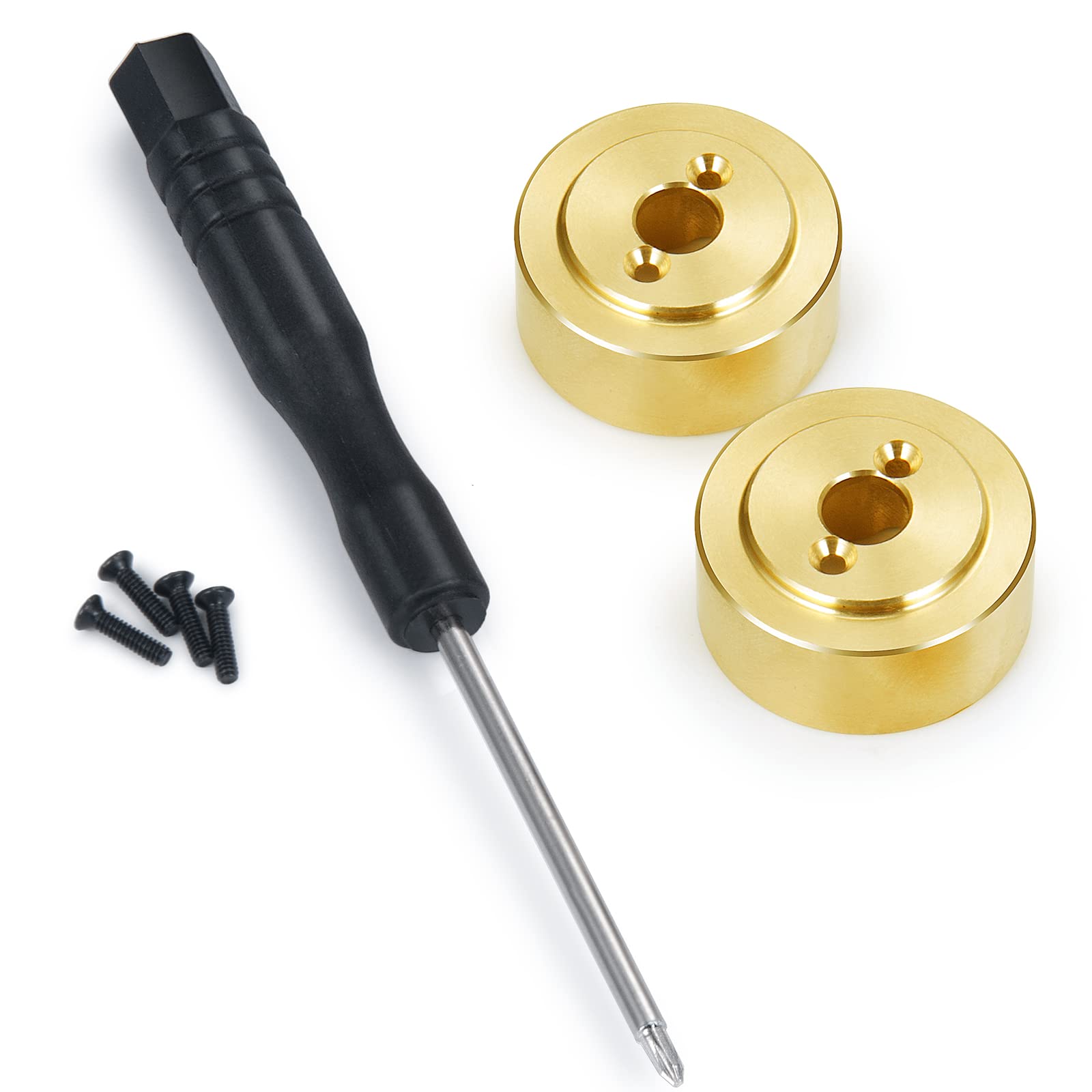 2Pcs Brass Rear Lockout Cup Axle Adapter with Screwdriver for 1/24 RC Crawler SCX24 Upgrades - Heavy Duty Performance Parts for Off-Road Crawling & Trail Adventures