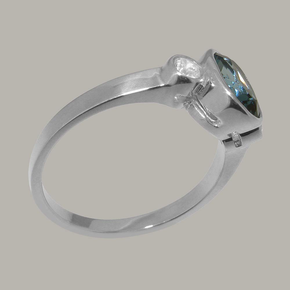 925 Sterling Silver London Blue Topaz & Cubic Zirconia Trilogy Ring for Women - Size 4-12 | Elegant Jewelry Gift for Anniversary, Birthday & Special Occasions