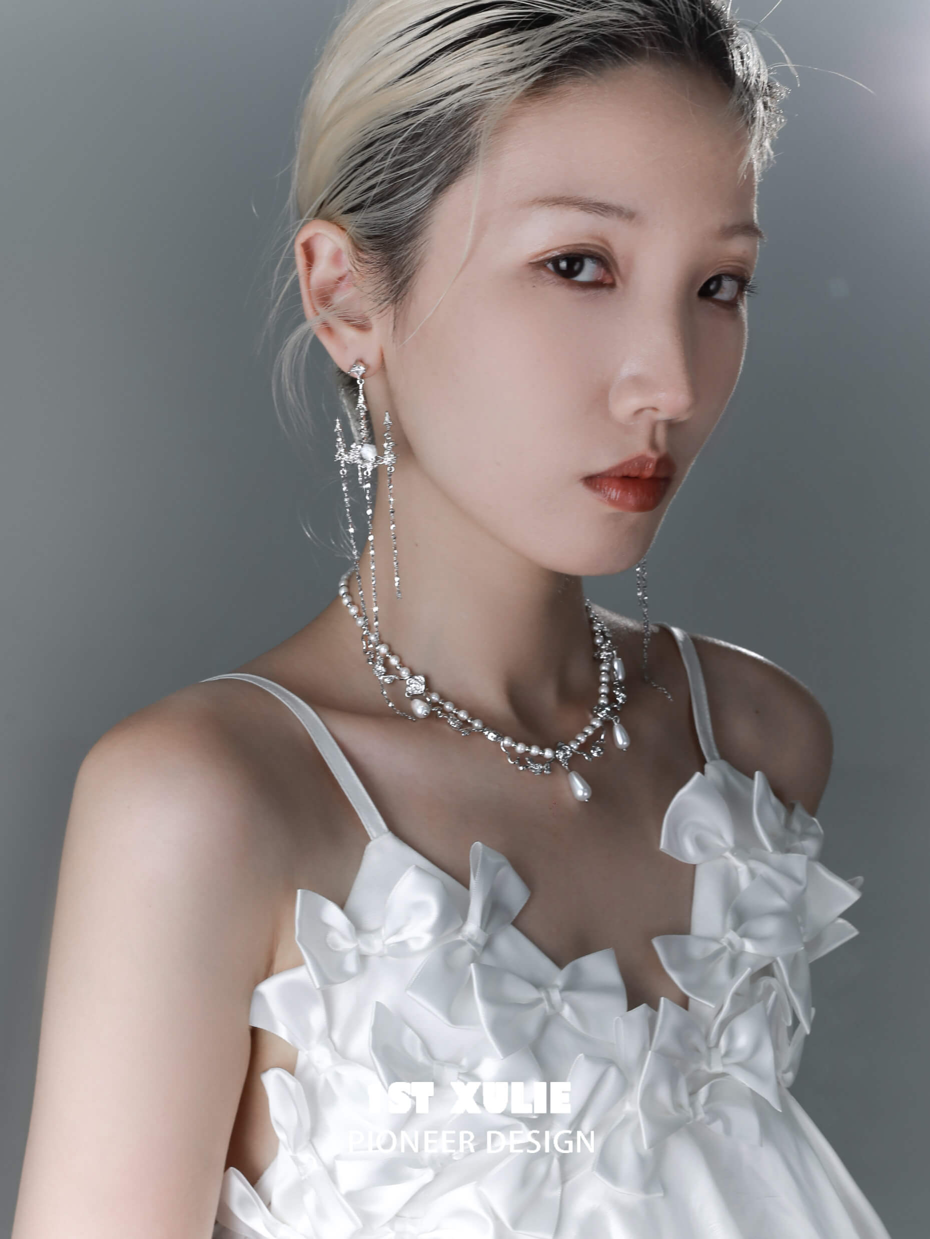S925 Sterling Silver Rose White Shell Pearl Chandelier Necklace for Women - Elegant Crystal Palace Design, Perfect for Weddings, Parties & Special Occasions