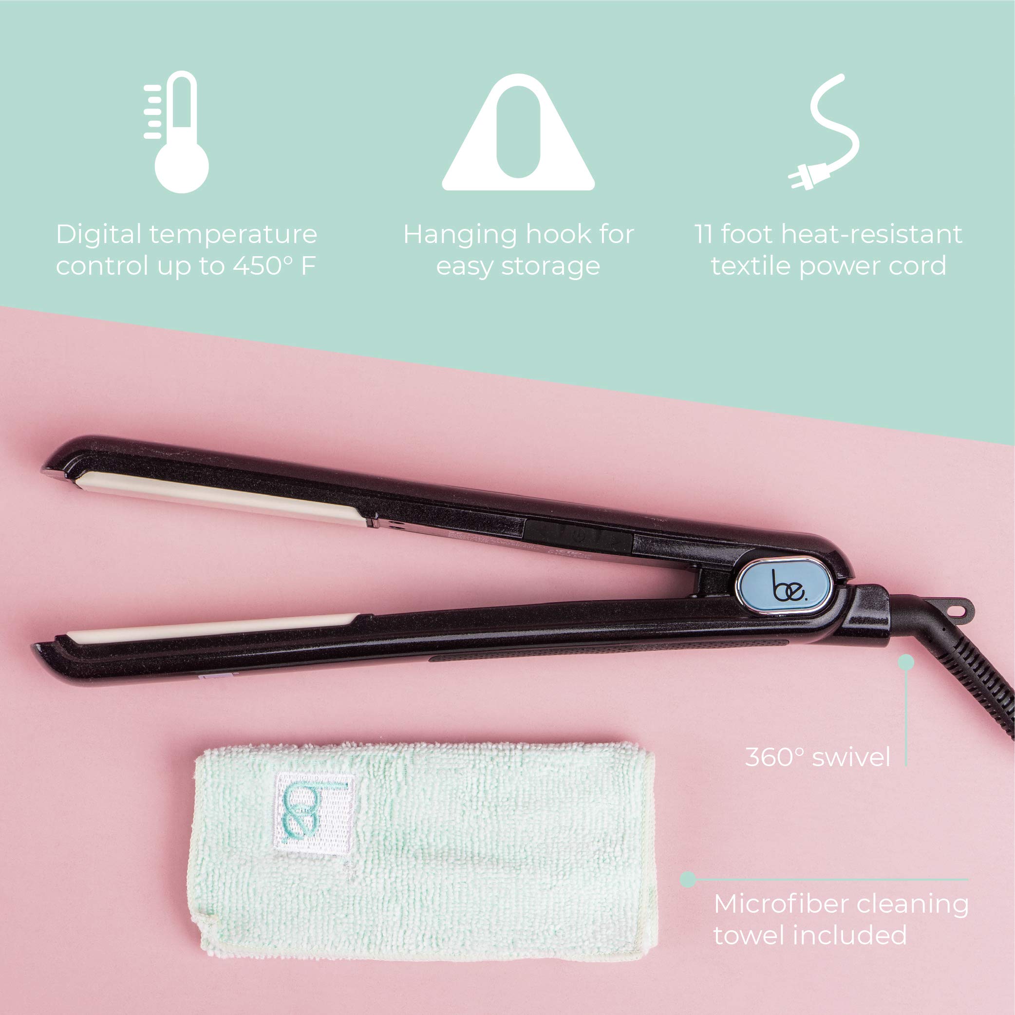 Professional Digital Hair Straightener with Thermolon Technology - 1 Inch Ceramic Flat Iron for Smooth, Shiny Hair - Perfect for Home Use & Salon Styling