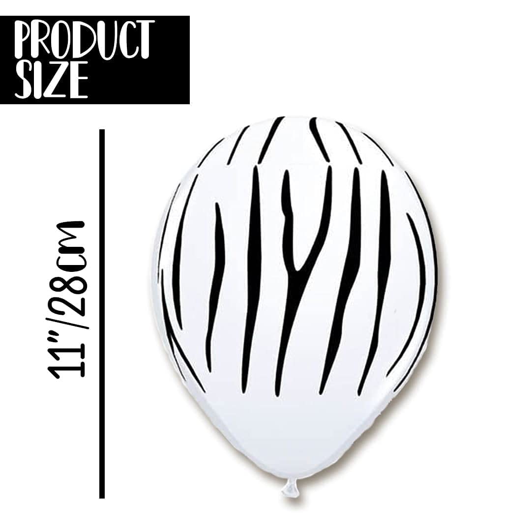 12PCS Jungle Animal Print Balloons - Safari & Zoo Themed Latex Balloons with Matching Ribbon for Birthday Party Decorations, Baby Shower, Jungle Theme Events (Zebra, Giraffe, Leopard Prints)