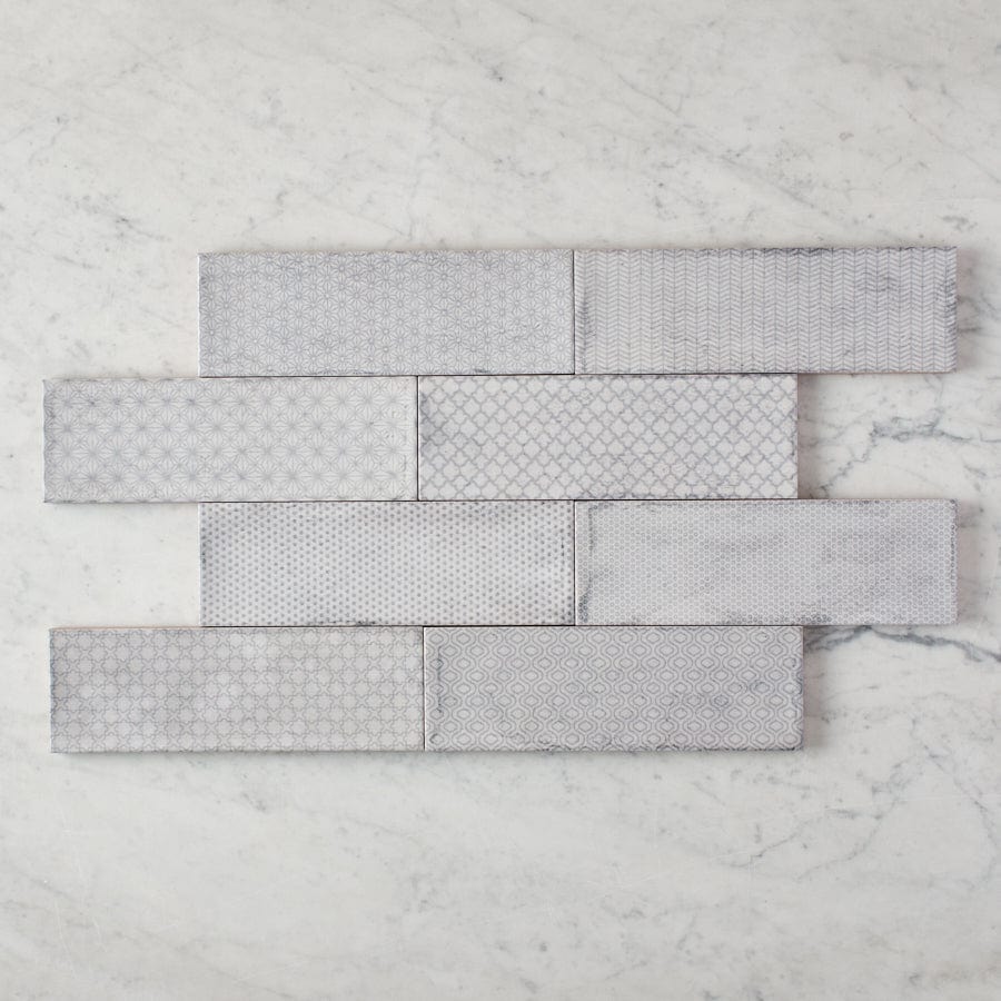 Lennox Head Gloss Grey Pattern Tile - Premium Ceramic Wall & Floor Tiles for Bathroom, Kitchen & Backsplash - Waterproof & Easy to Clean