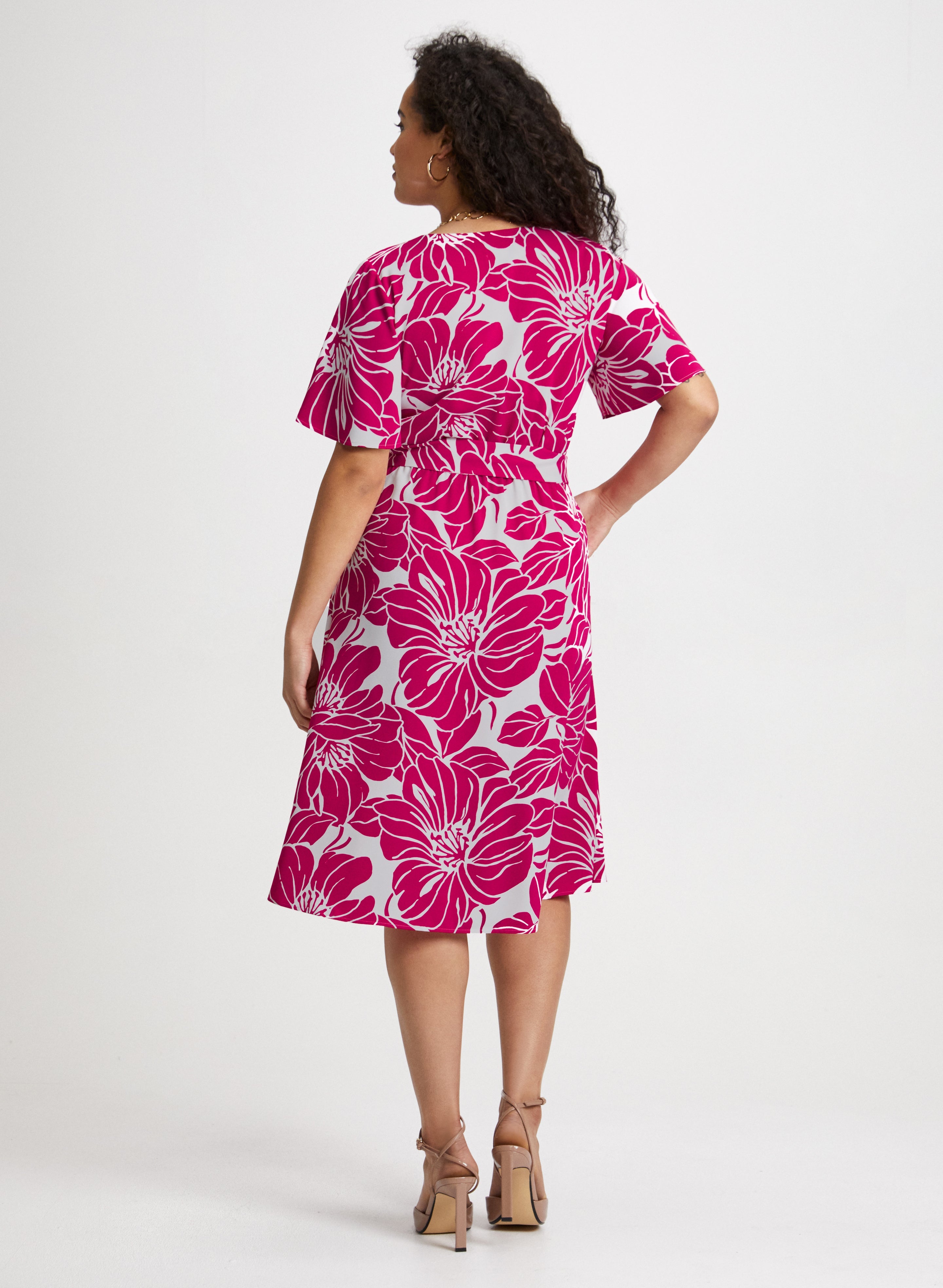 Elegant Floral Self-Tie Sash Dress for Women - Summer Wedding Guest Outfit & Garden Party Dress