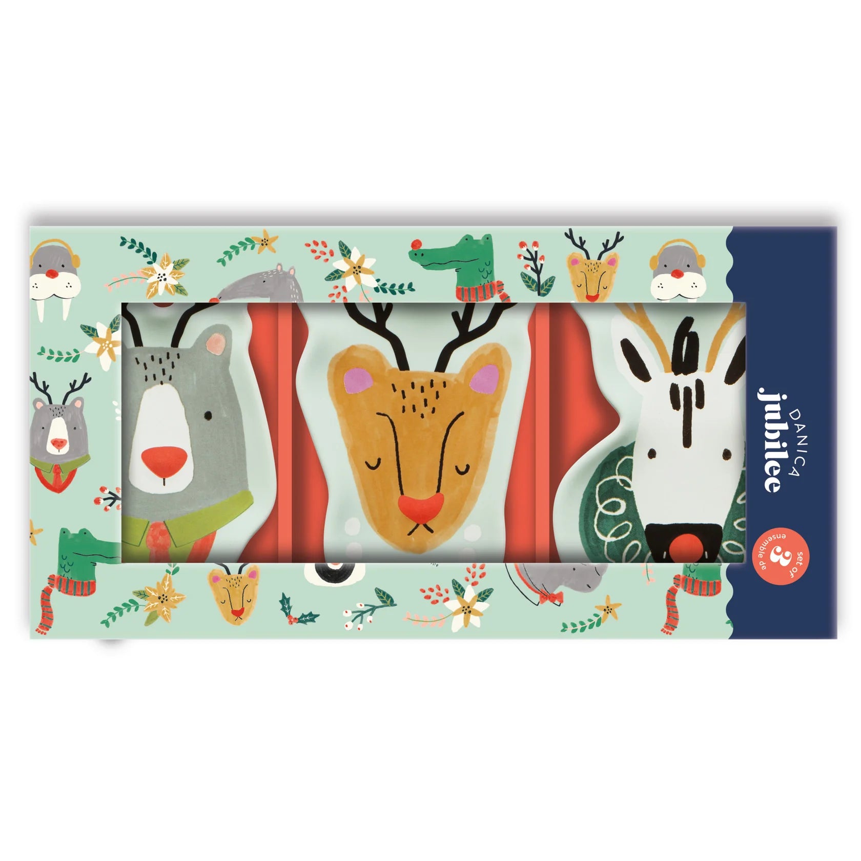 Jubilee Rudolph Imposter Shaped Dish Set of 3 - Fun Christmas Themed Serving Plates for Holiday Parties & Festive Decor