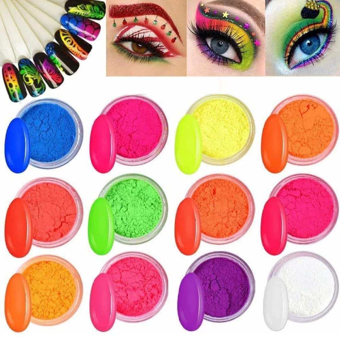 NAILSBAR Professional Neon Pigment Eyeshadow & Nail Powder - Vibrant Glitter Pigments for Nail Art & Makeup | Perfect for Salon, Home Manicures & Festival Looks