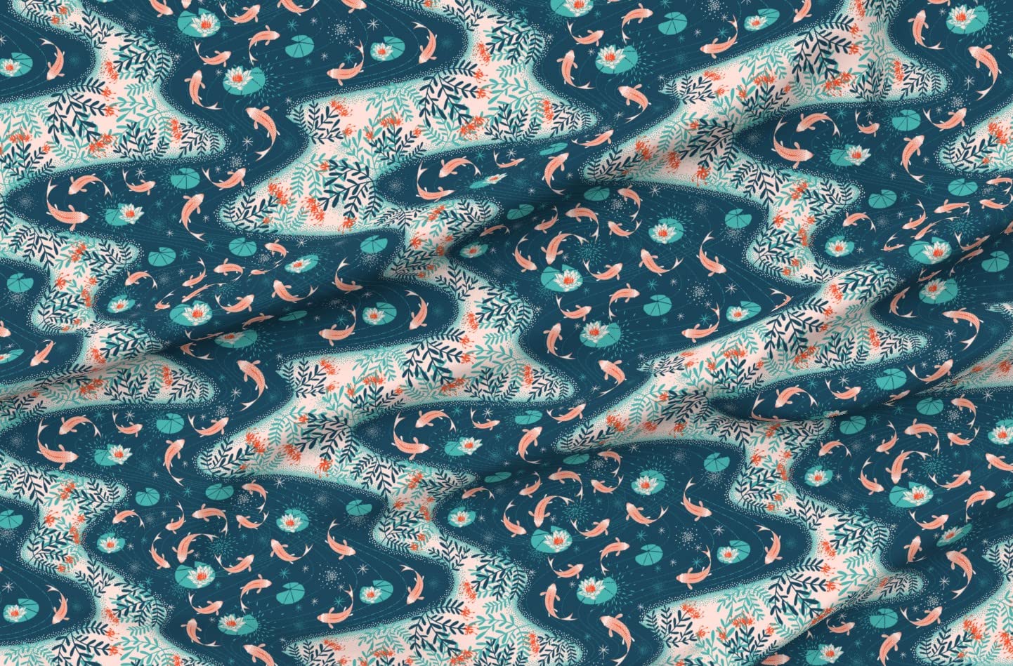 Spoonflower Waterways Printed Minky Fabric Fat Quarter - Soft Plush for Baby Blankets, Quilt Backing & Sewing Projects - Perfect for Nursery Decor, DIY Crafts & Cozy Home Textiles