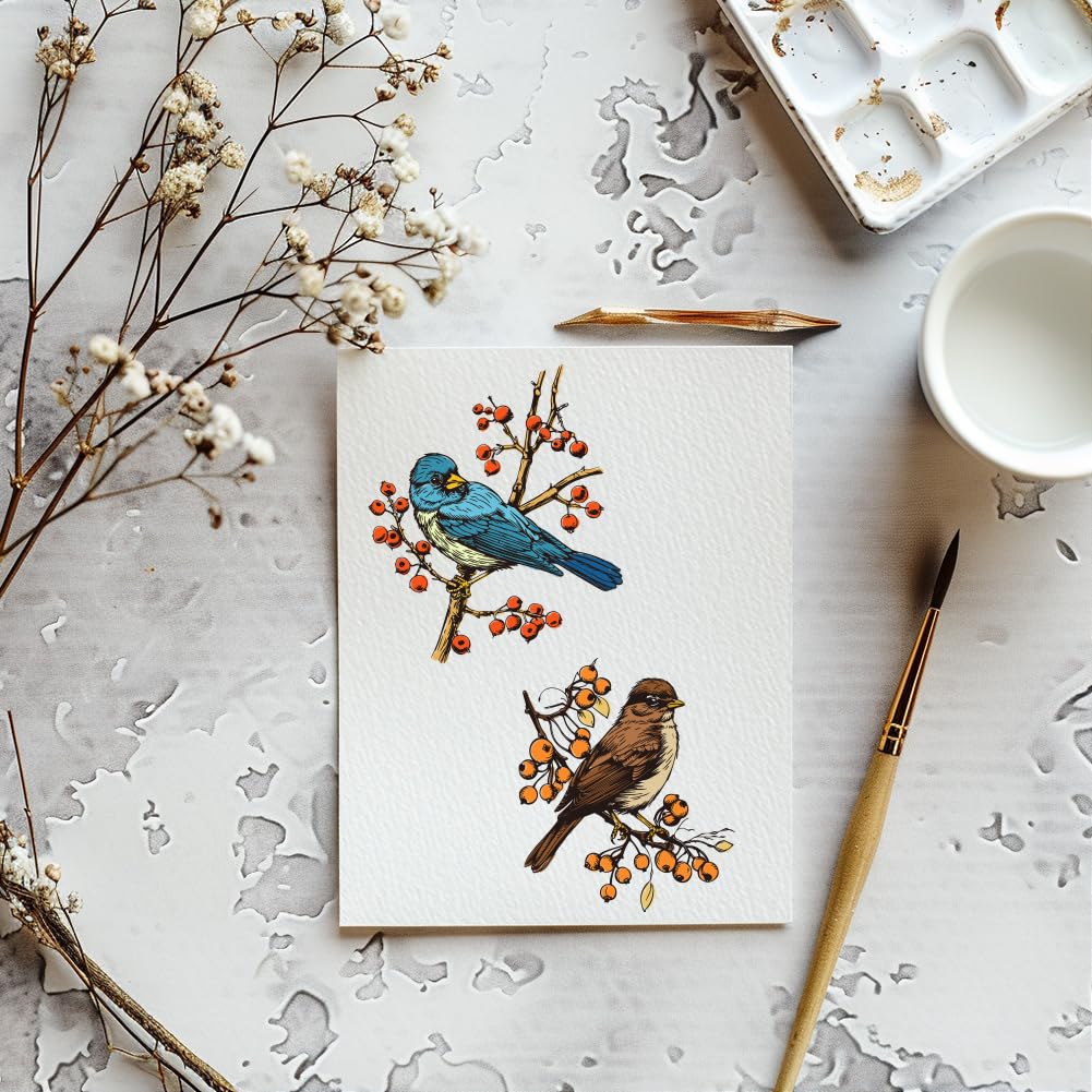 Autumn Bird & Maple Leaf EVA Rubber Stamp Set - 7.09x8.66 Inch DIY Embossing Stamps for Scrapbooking, Card Making, Paper Crafts - Perfect for Fall Decorations, Wedding Invitations, and Seasonal Greeting Cards